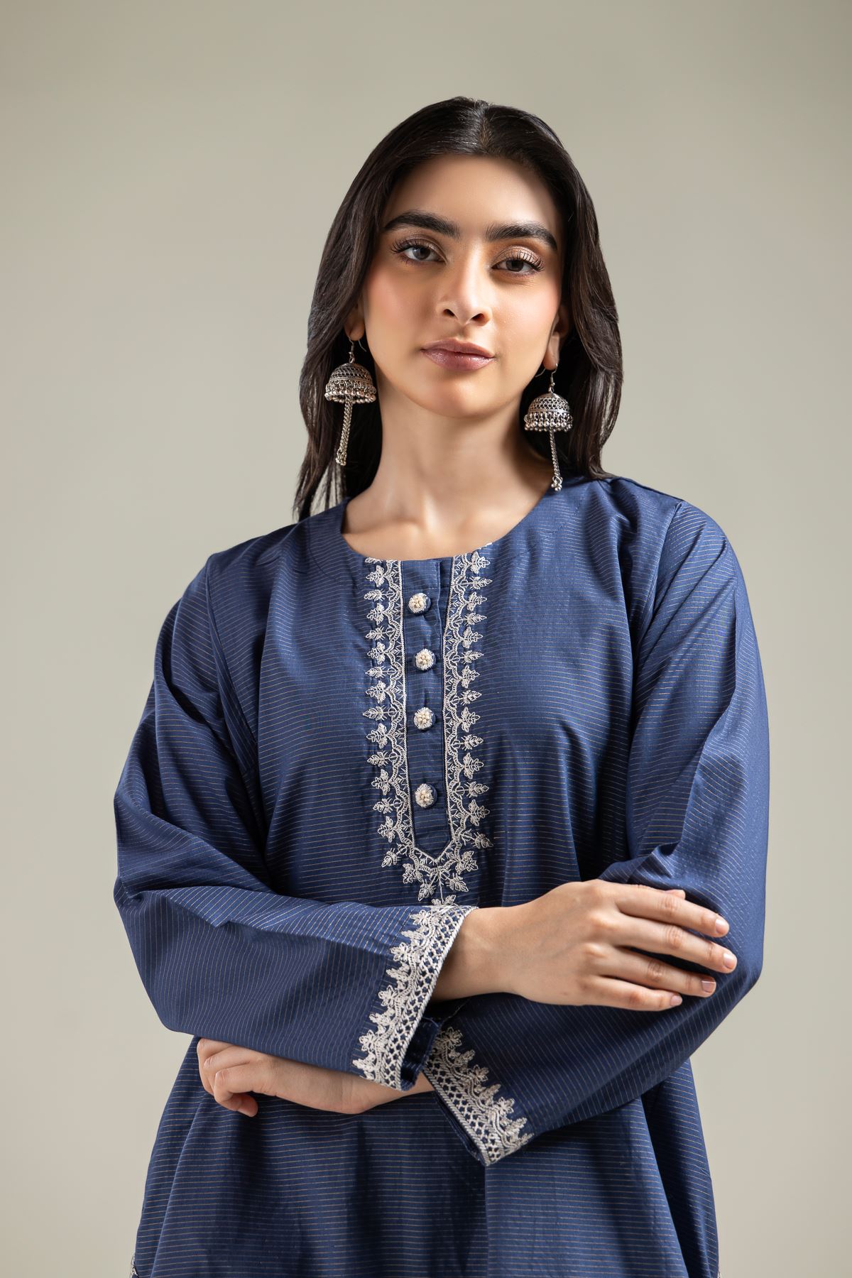 Embroidered Mesuri Messuri Round-Neck Kurta - 1-26-142-A-A-VG