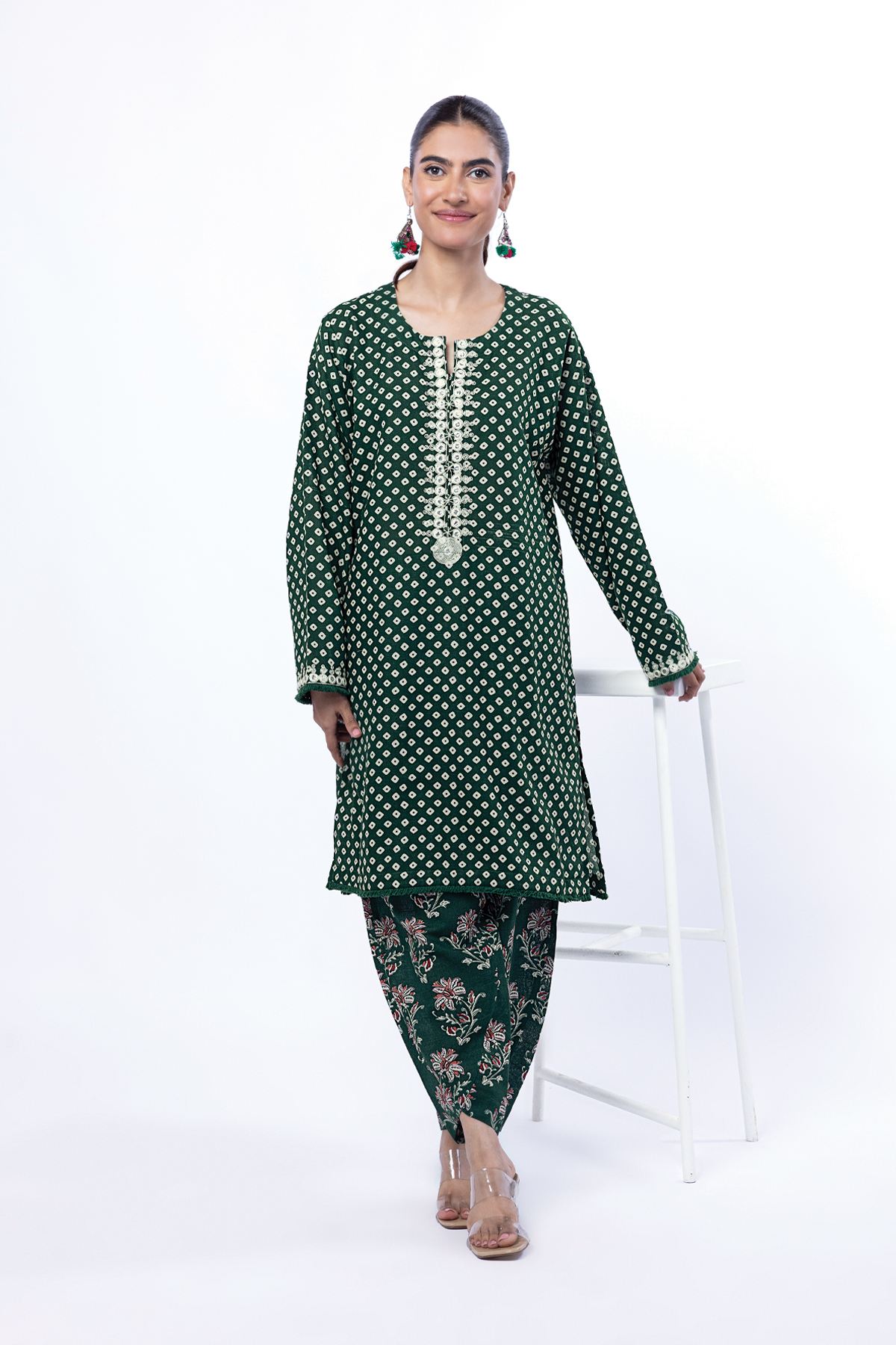 Embroidered Khaddar Fabrics 2 Piece | Top and Bottom - KN42YA-VG