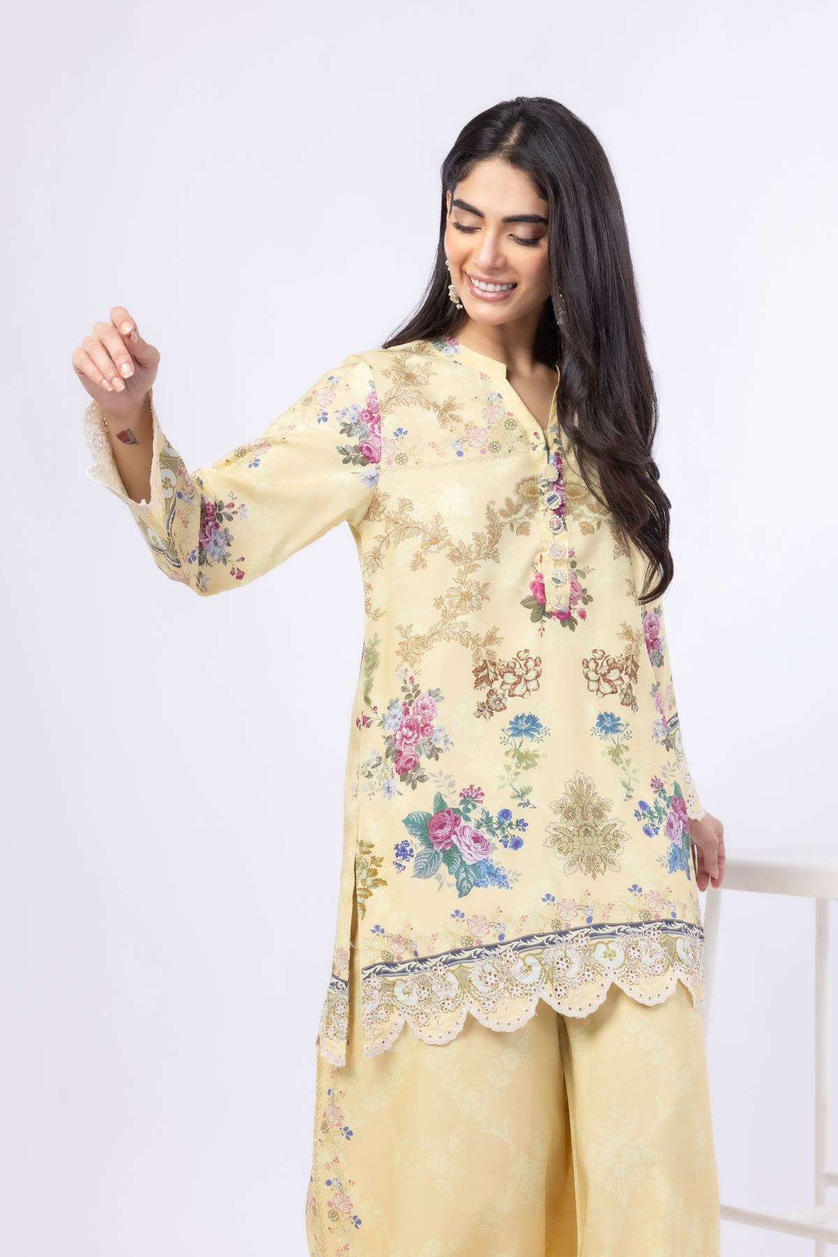 Embroidered Russian Raw Silk Kurta - 25-09-9S3-05TB-VG