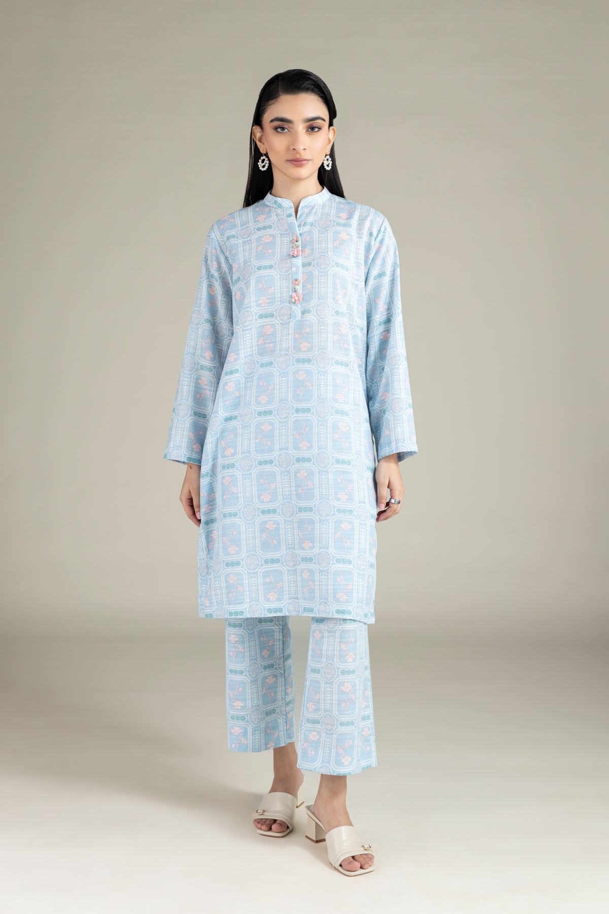 Printed Textured Cotton Kurta - 25-08-8E7-08BA-VG
