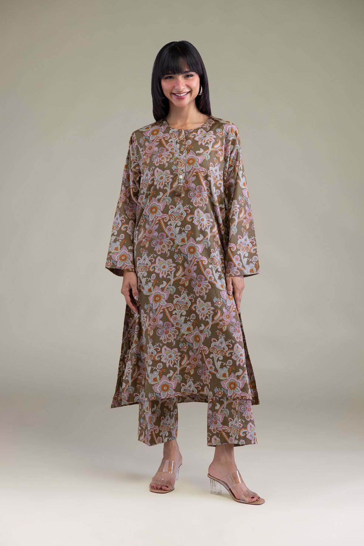 Printed Cambric Brown Cambric Kurta - 25-10-12E1-06BA-VG