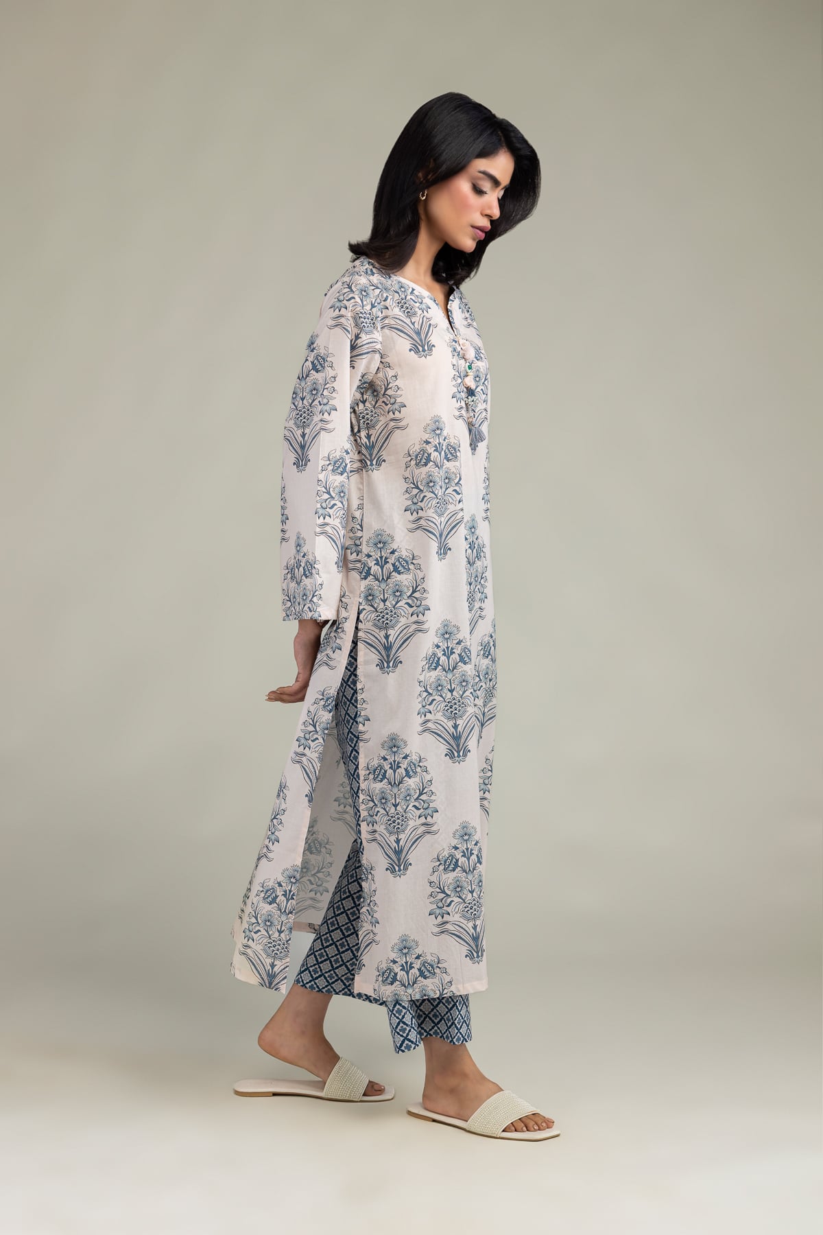 Embroidered Cambric Printed Cambric Pants - 1-26-102-A-F-VG