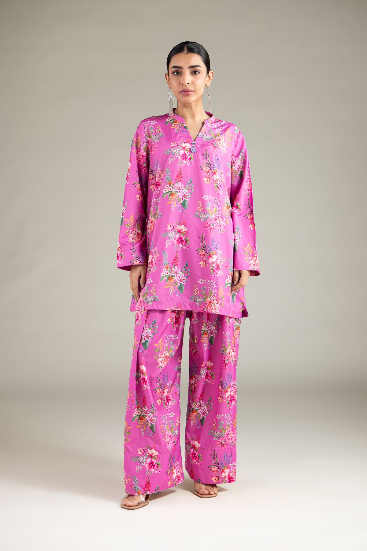 Printed Polyester Silk Kurta - 1-26-110-B-A-VG