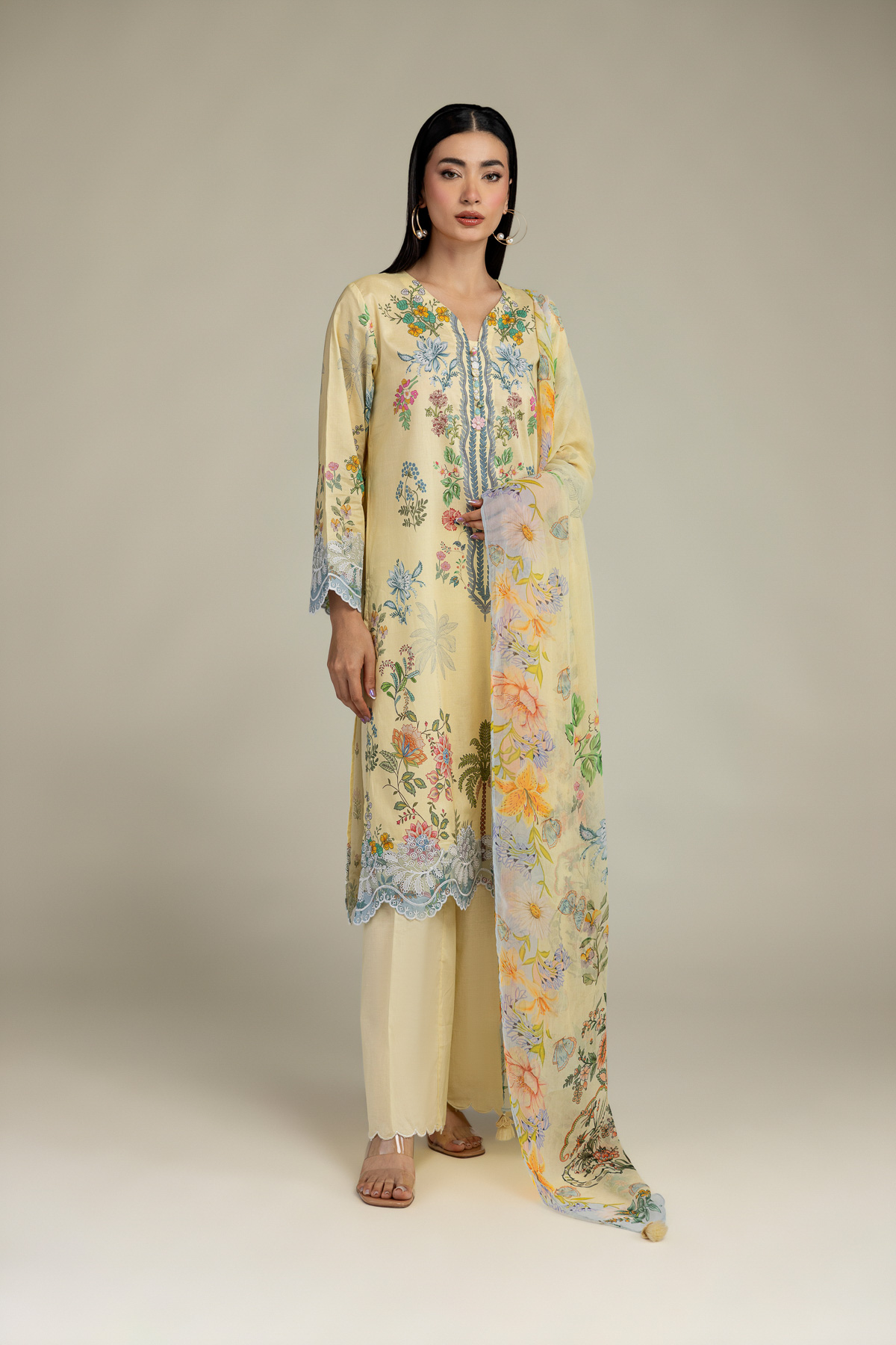 Embroidered Cambric Tailored 3-Piece Cambric - 1-26-309-B-D1-VG