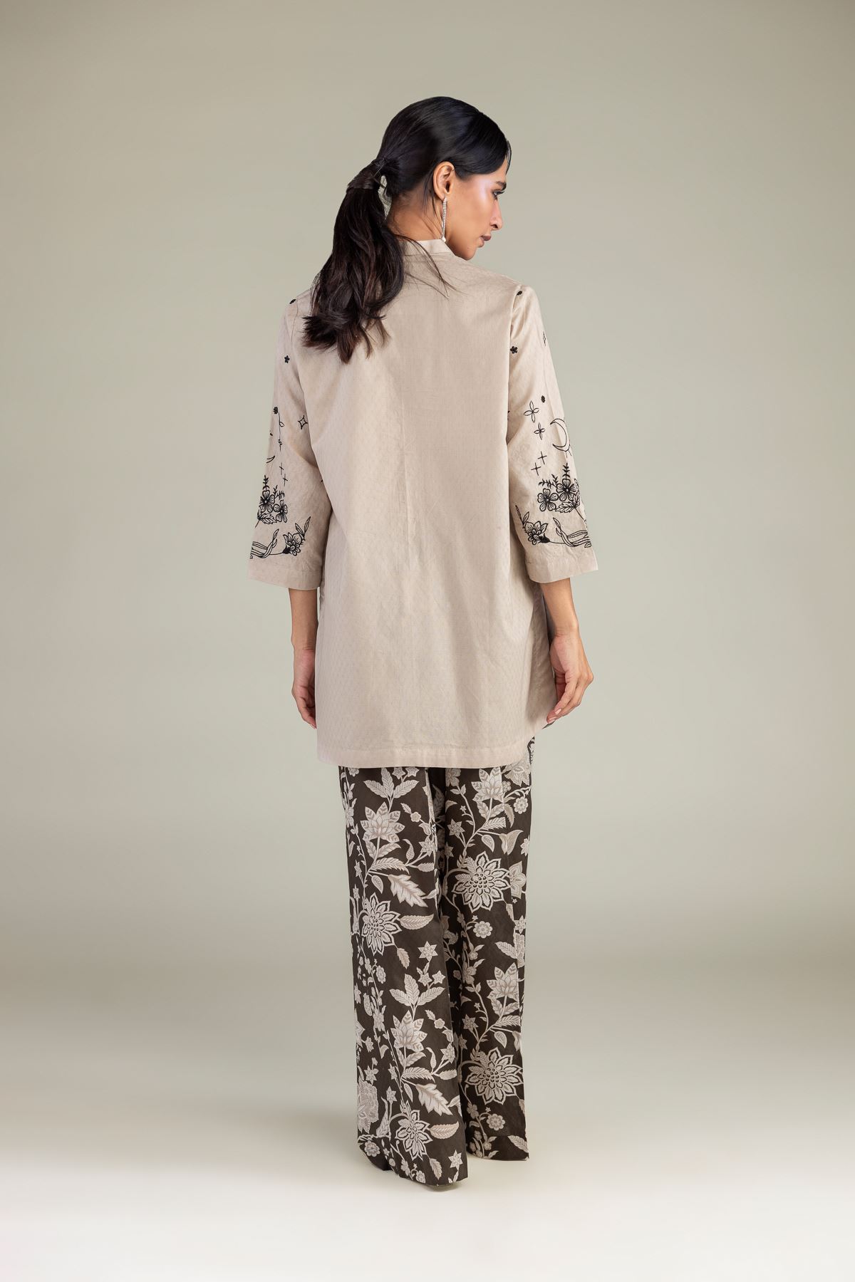 Embroidered Cotton Dobby Beige Floral Kurta - 8-26-213-A-B1-VG