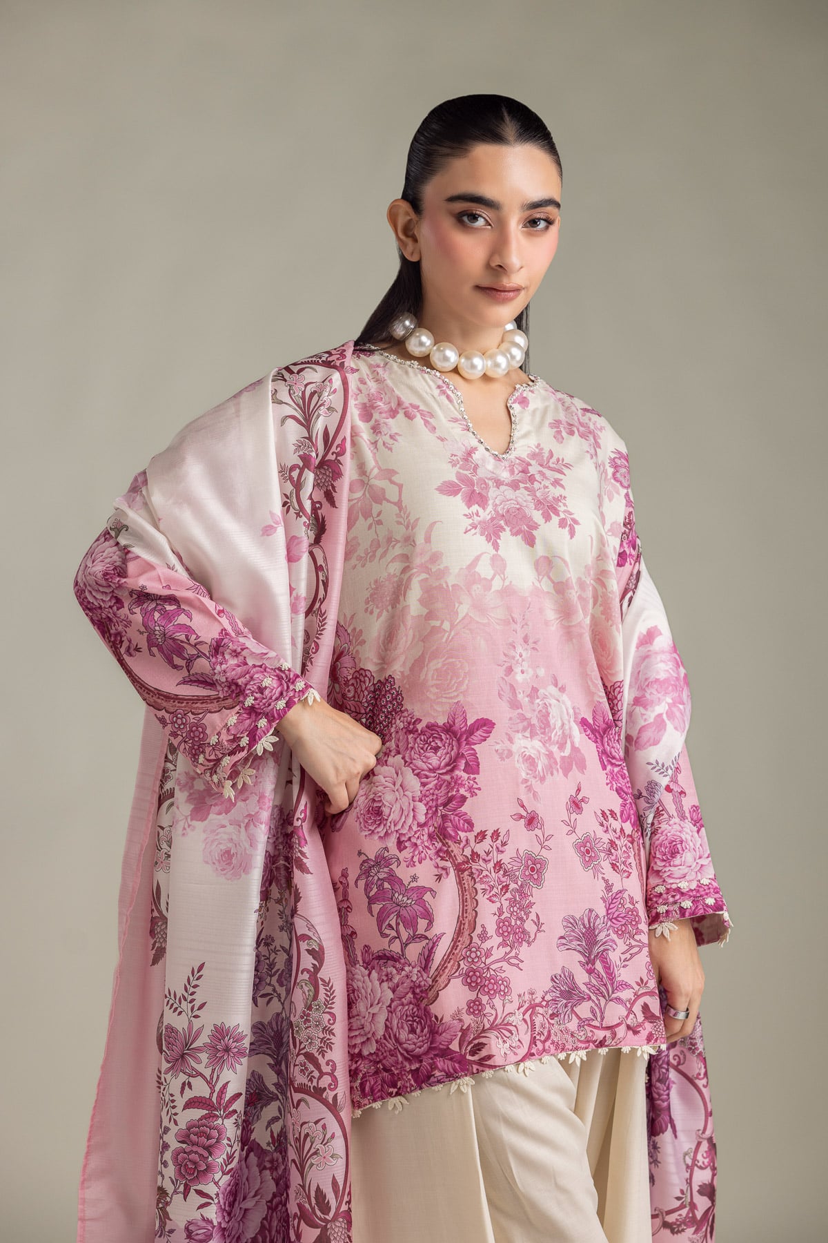 Printed Raw Silk Floral Silk Kurta - 2-26-202-A-D-VG