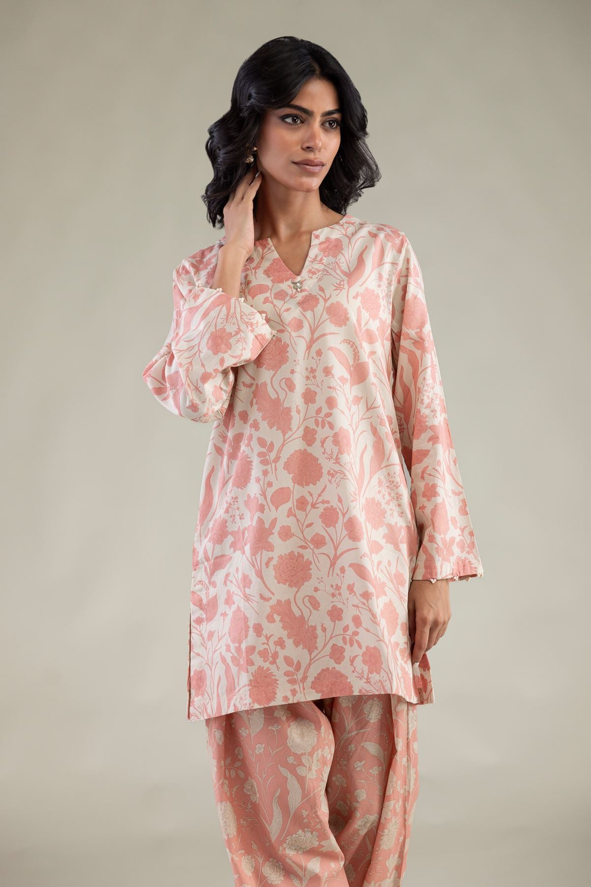 Embroidered Cambric Floral Cambric Kurta - 12-26-301-A-E1-VG