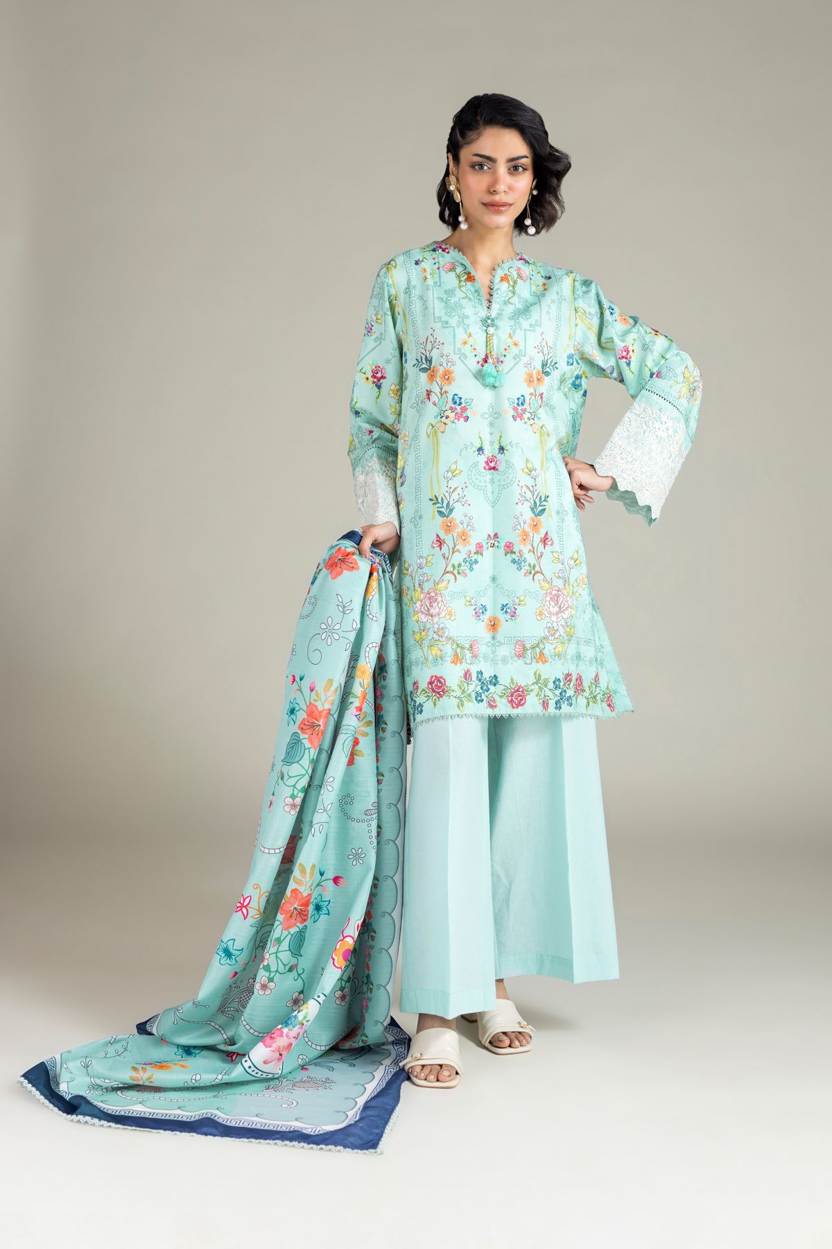 Embroidered Jacquard Floral 3-Piece Suit - T-A33-26-104FD1-VG