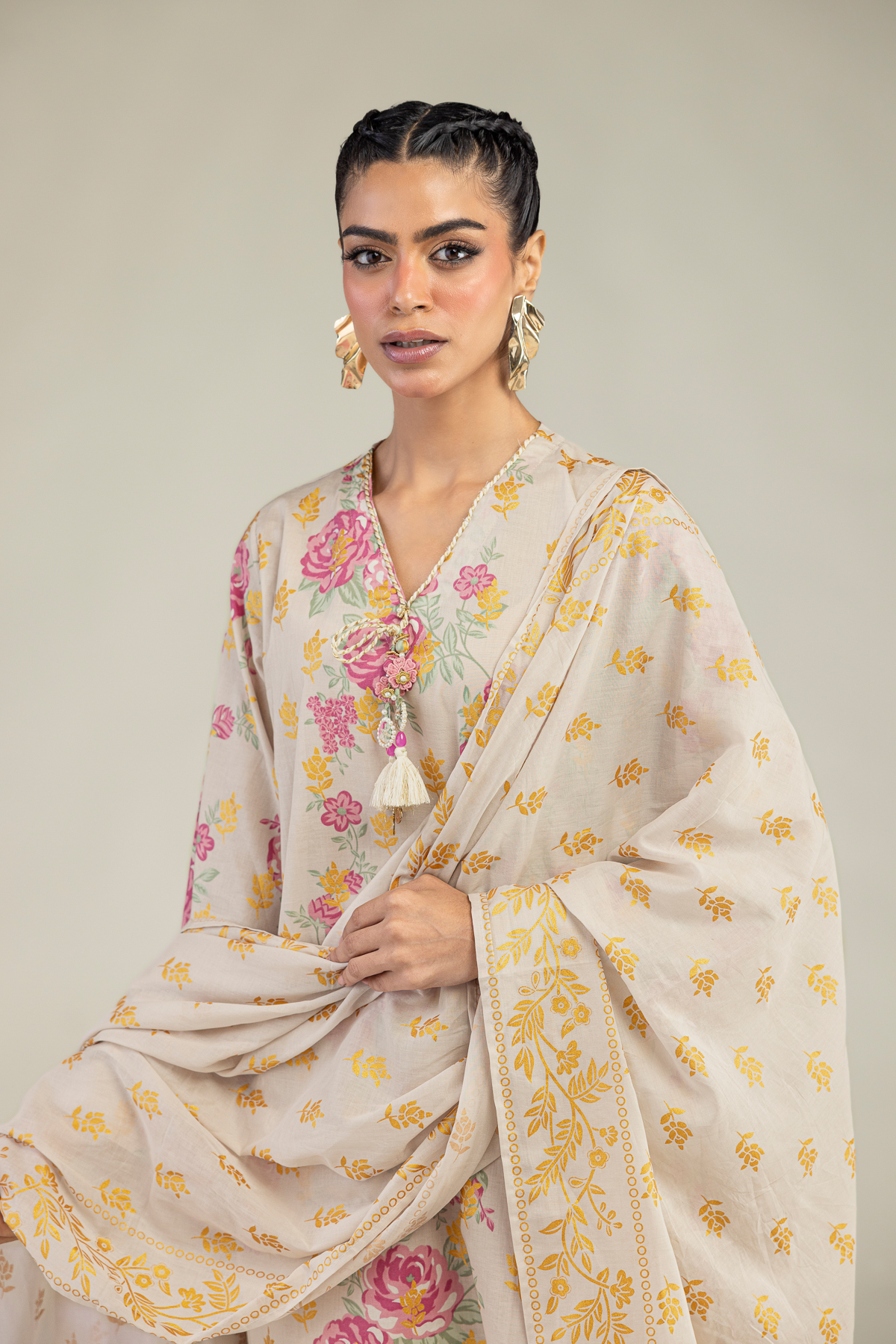Printed Lawn Floral Lawn Dupatta - 1-26-236-A-F1-VG