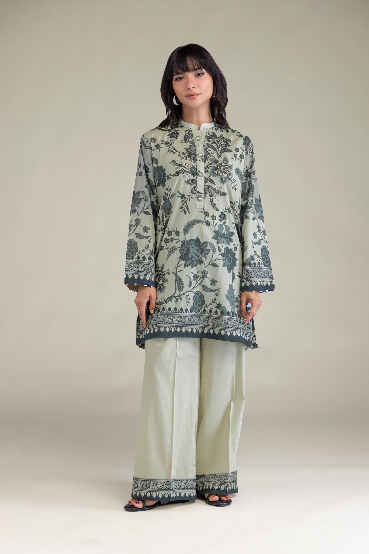 Printed Cambric Floral Cambric Kurta - T-A22-26-215FE1-VG