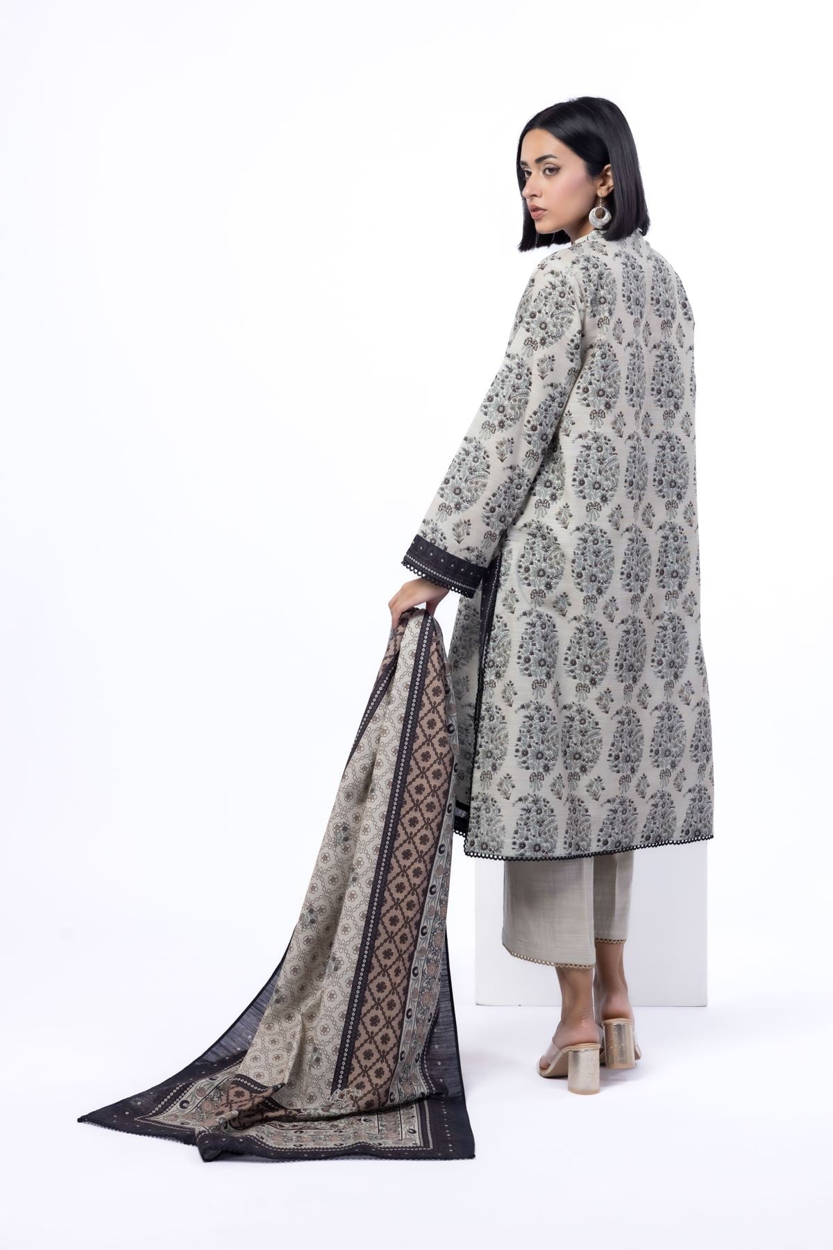 Printed Light Khaddar Fabrics 3 Piece - KW57A-VG