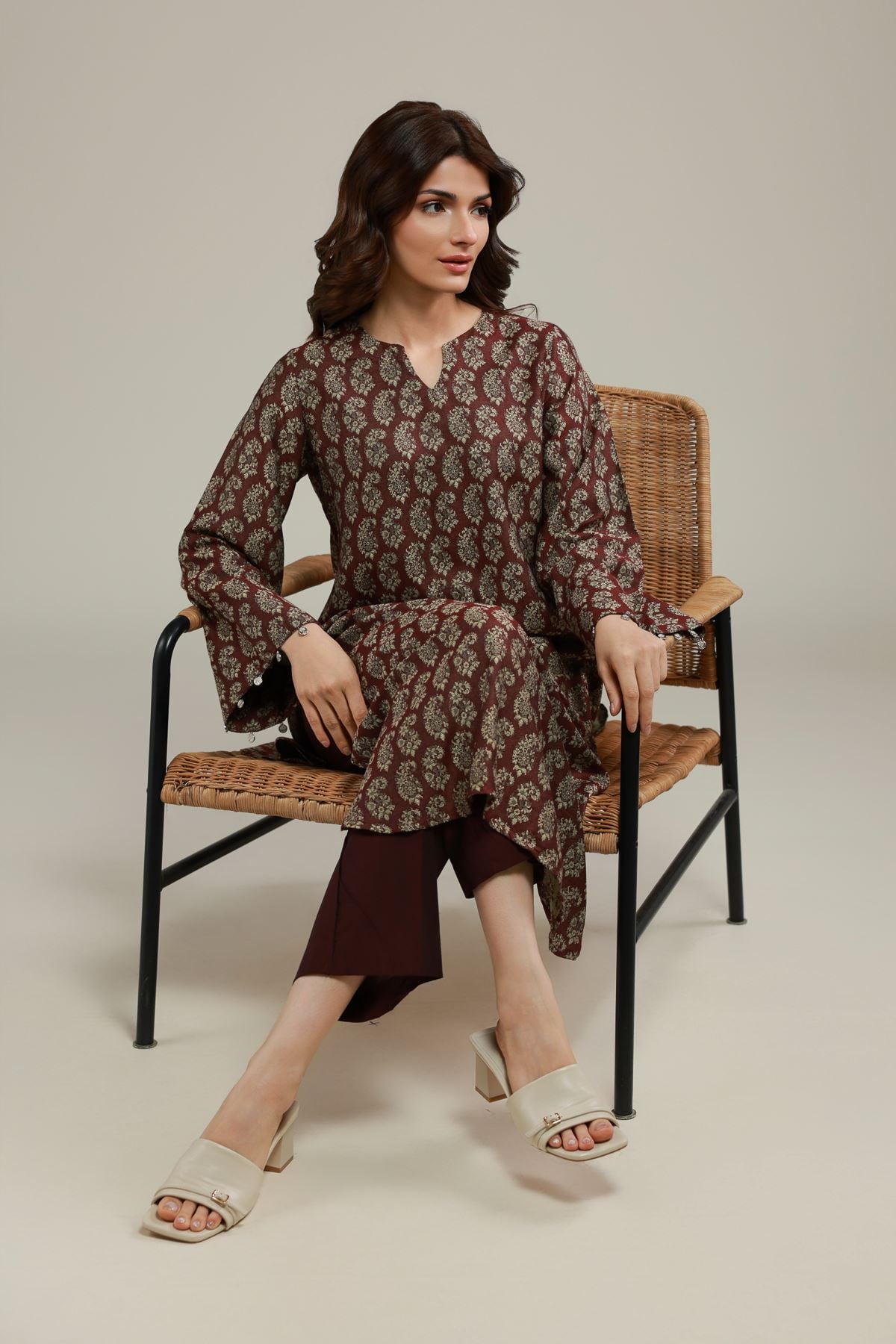 Dyed Jacquard Kurta - 1001920713