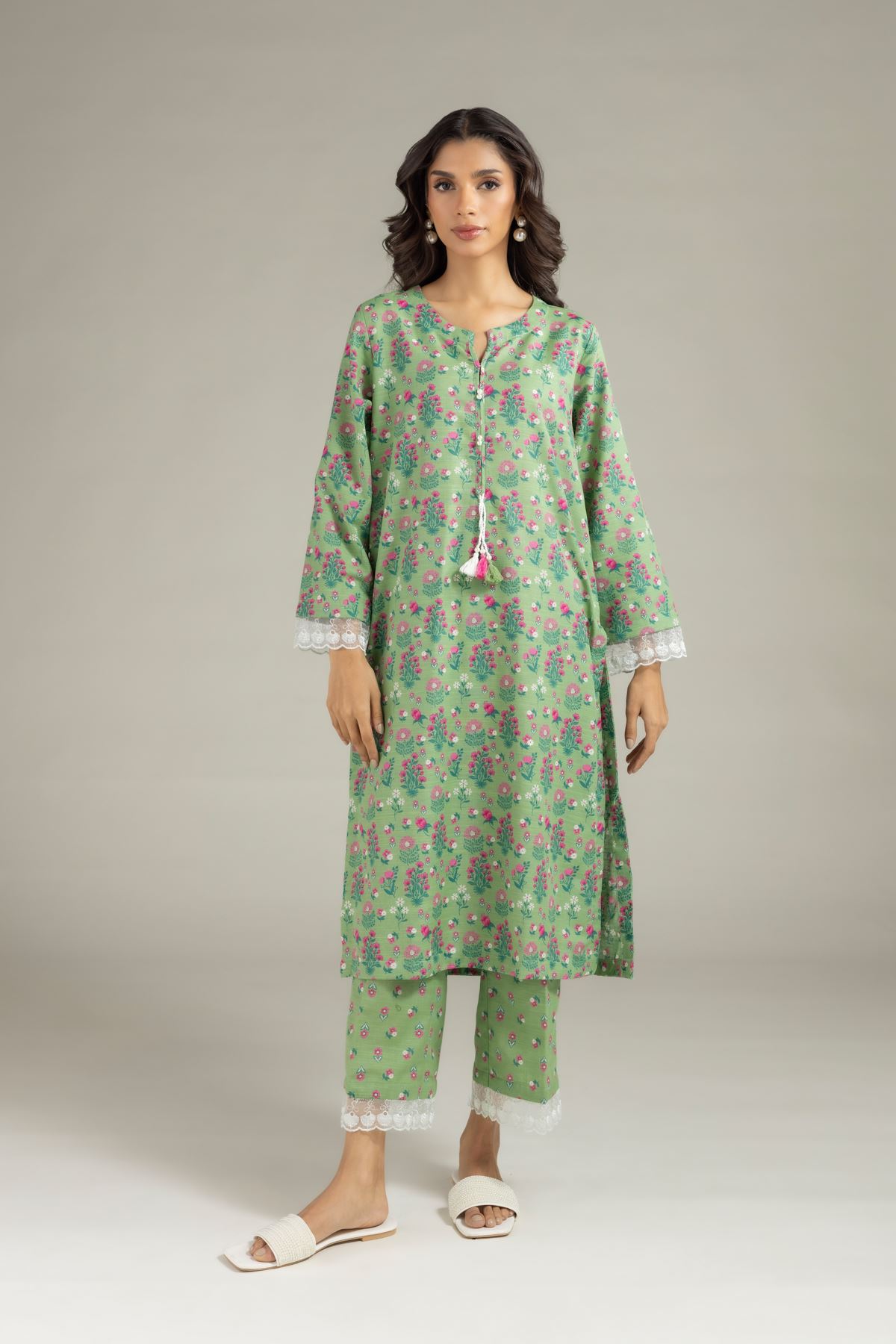 Printed Textured Cotton Kurta - OTD4-EX22-10TA-VG