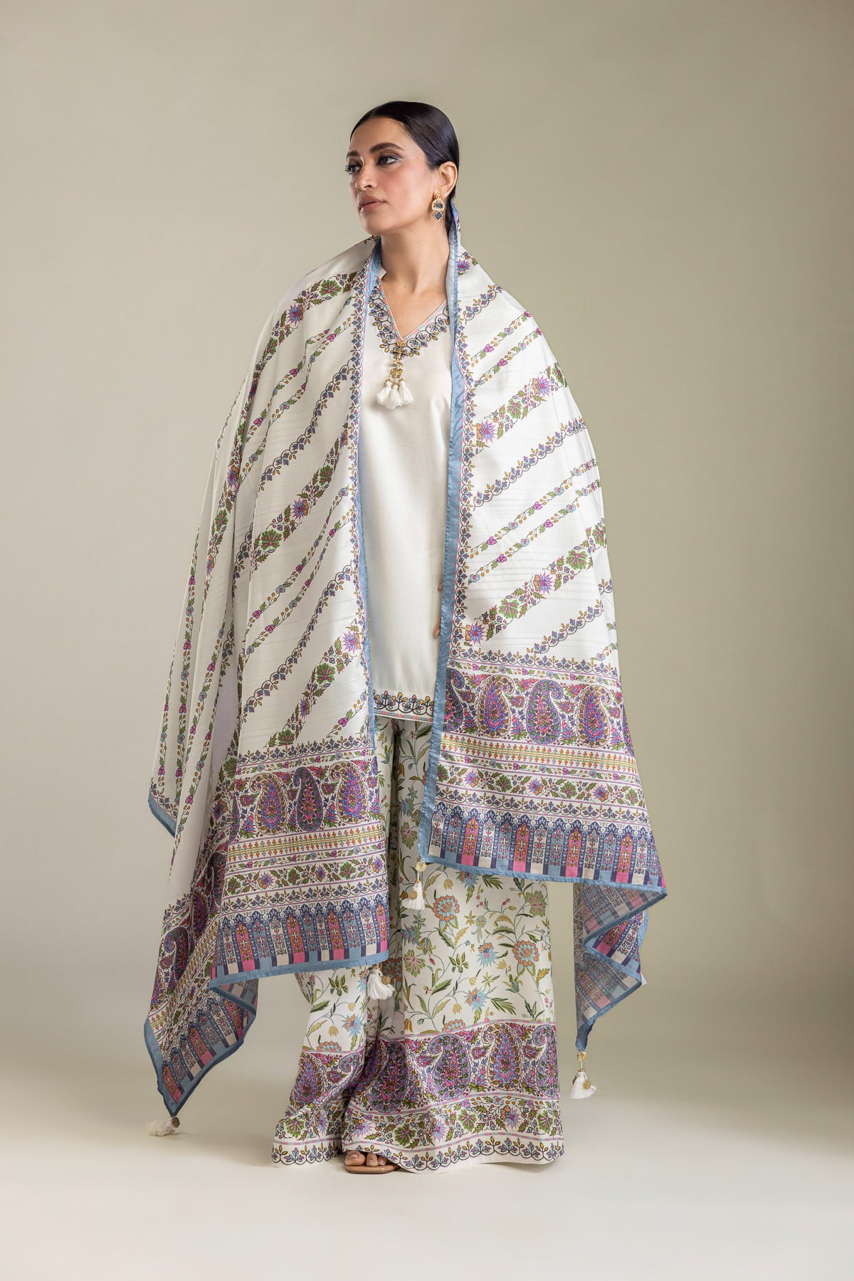 Embroidered Raw Silk White Embroidered Kurta - 2-26-403-A-J1-VG