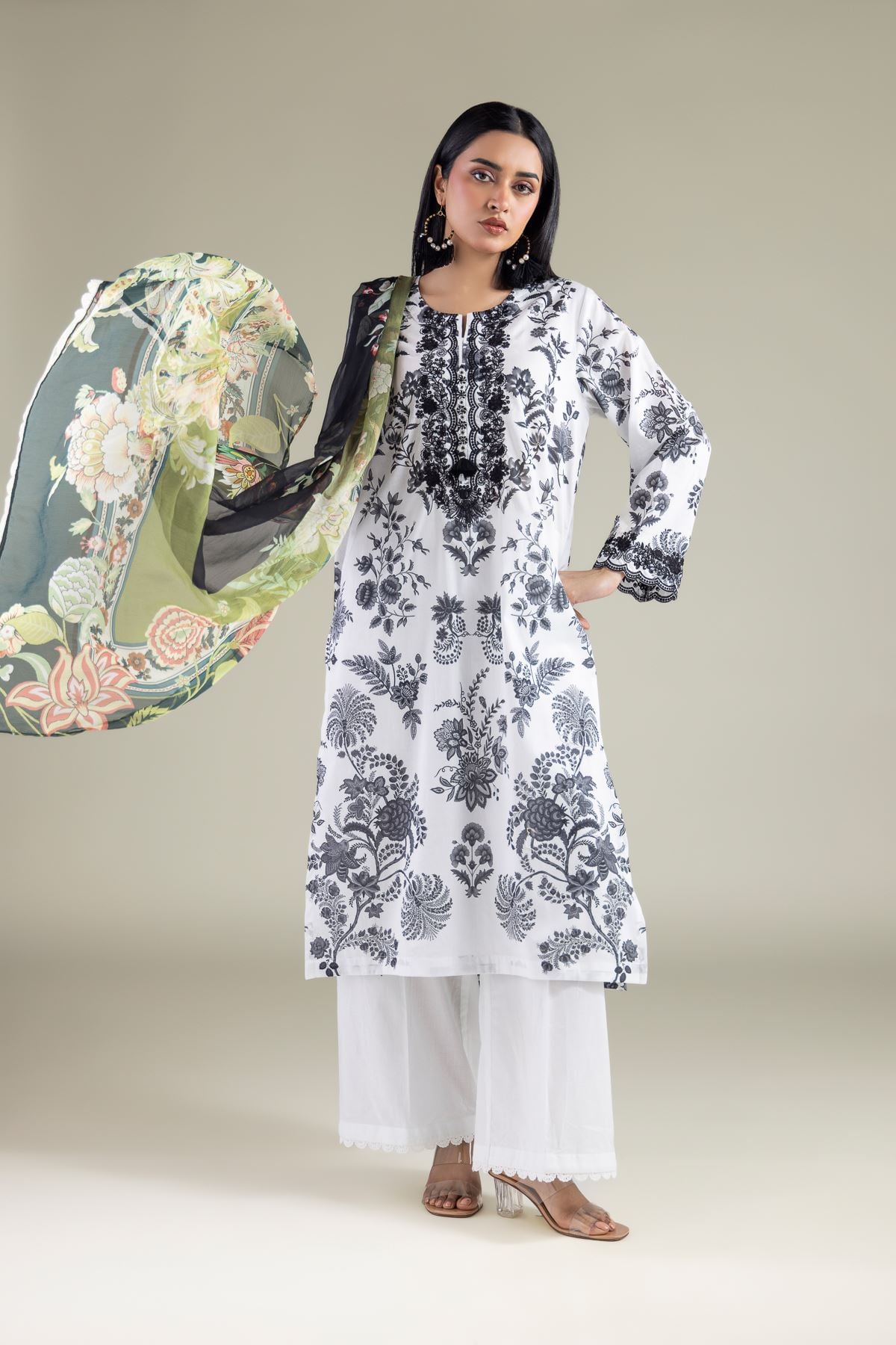 Embroidered Textured Lawn Fabrics 3 Piece - A22-26-221FA1-VG