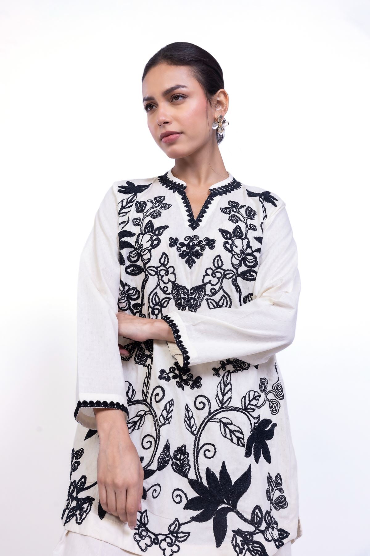 Embroidered Cotton Dobby Kurta - 1-26-101-A-D-VG