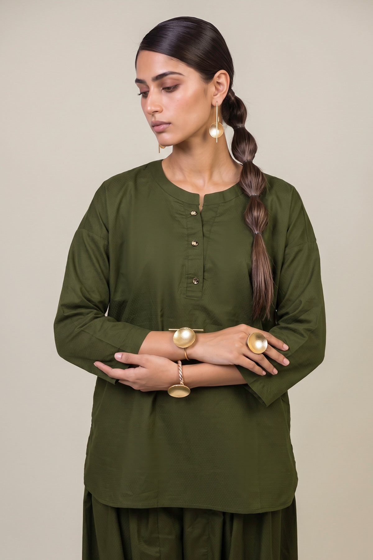 Dyed Cotton Dobby 2-Piece Tailored Set - 2-26-308-A-G1-VG