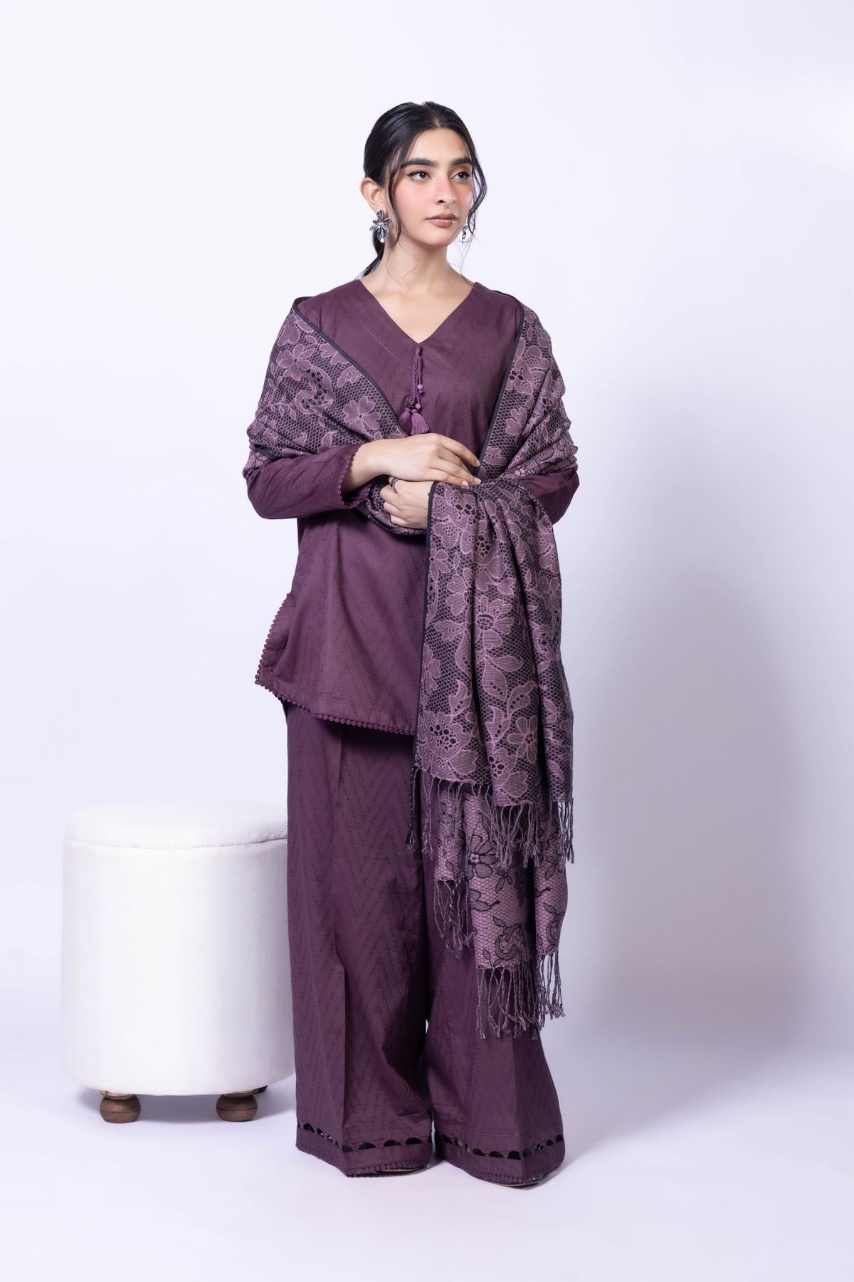 Dyed Jacquard Kurta - 25-09-12E2-01TA-VG
