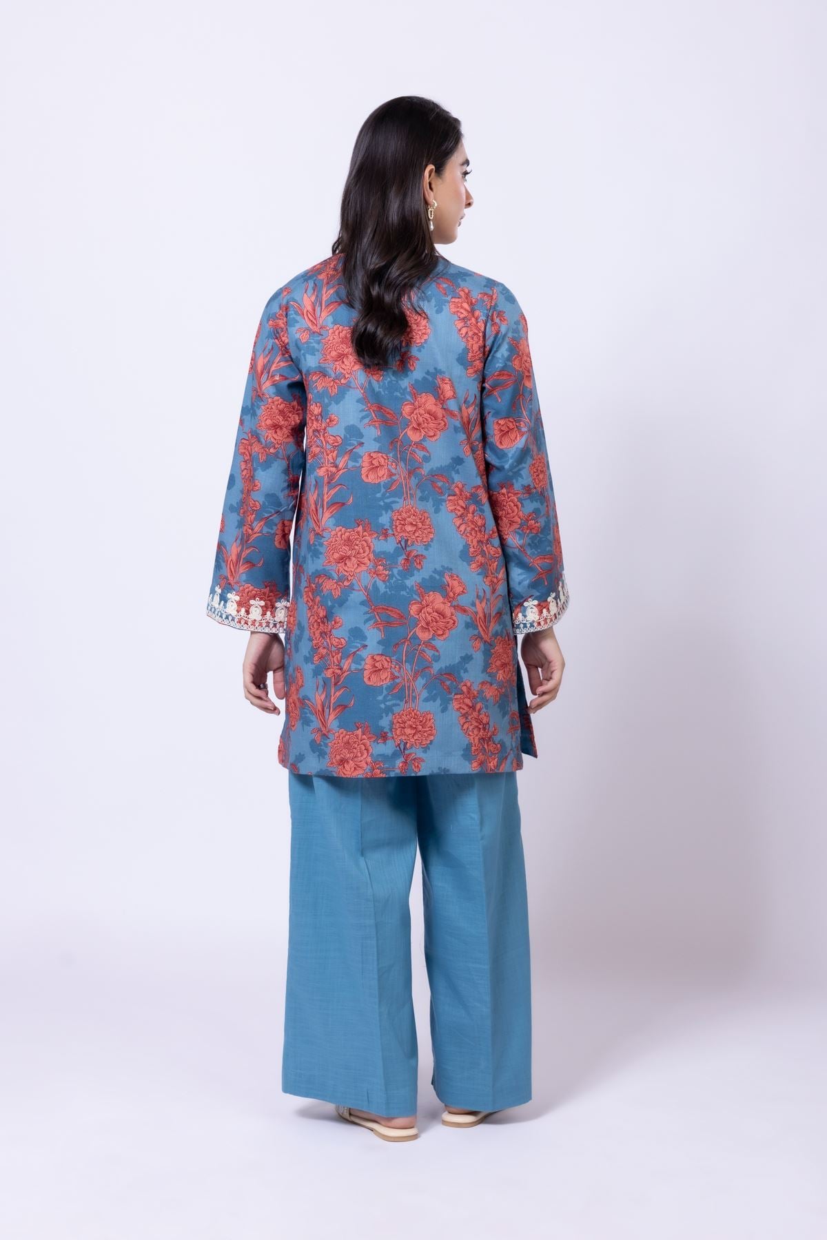 Embroidered Heavy Textured Cotton Kurta - 25-10-11E12-03TB-VG