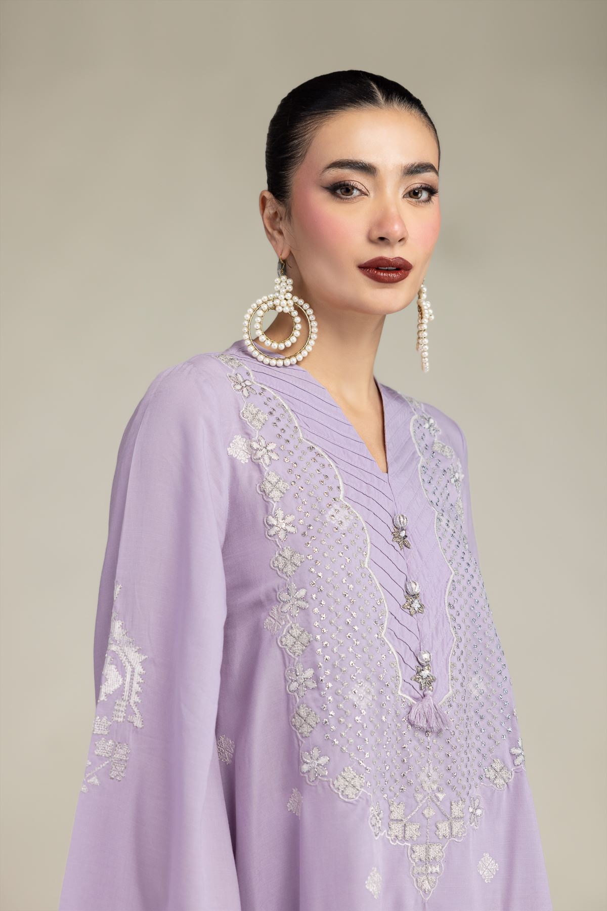 Embroidered Raw Silk Long Embroidered Kurta - T-A11-26-106FG1-VG
