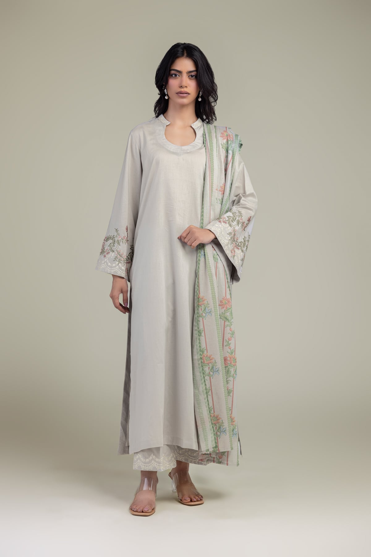 Embroidered Cambric Floral Cambric Kurta - EDP18-VG