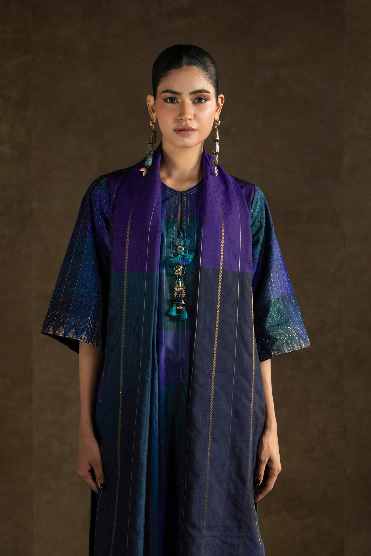 Yarn Dyed Handwoven Dupatta - 2-26-308-A-G1-VG