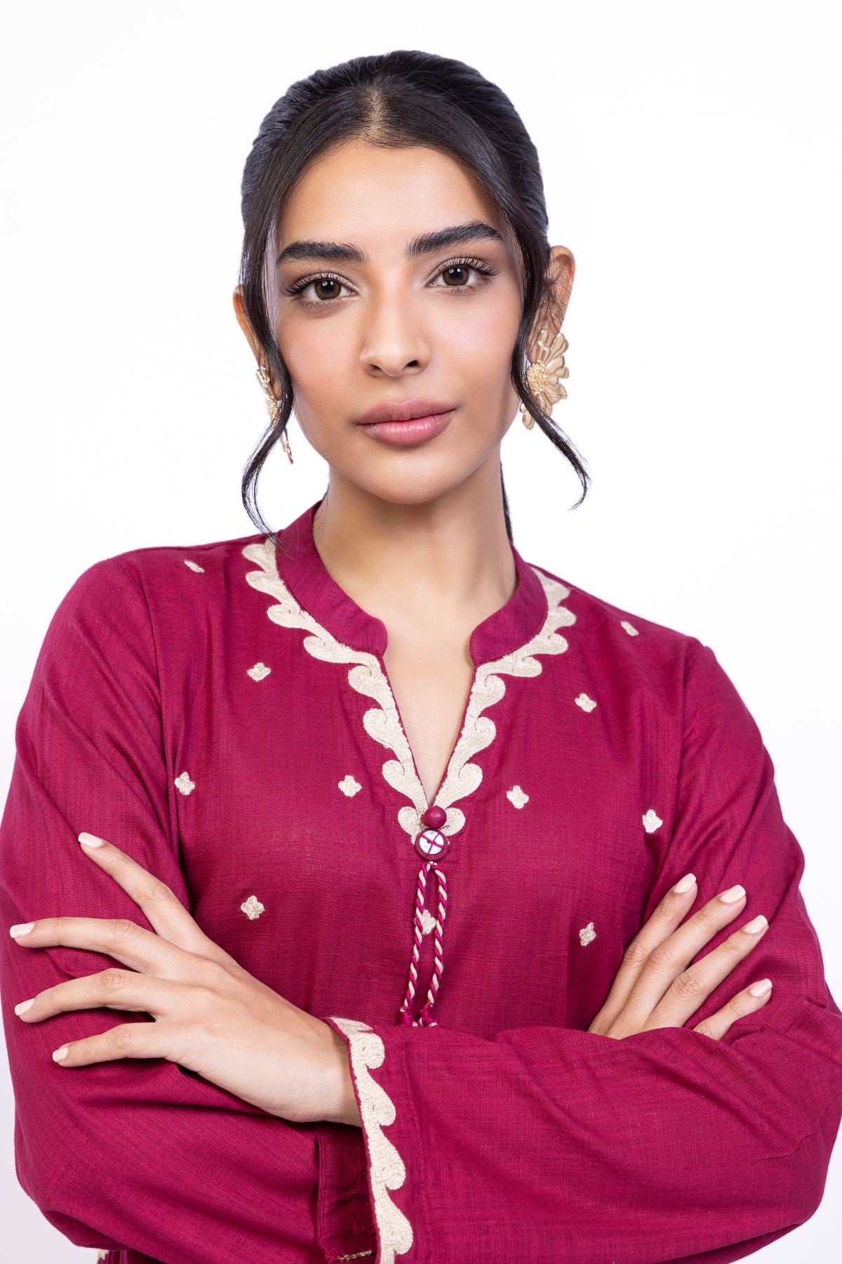 Embroidered Heavy Textured Cotton Kurta - 25-08-12E8-11TA-VG