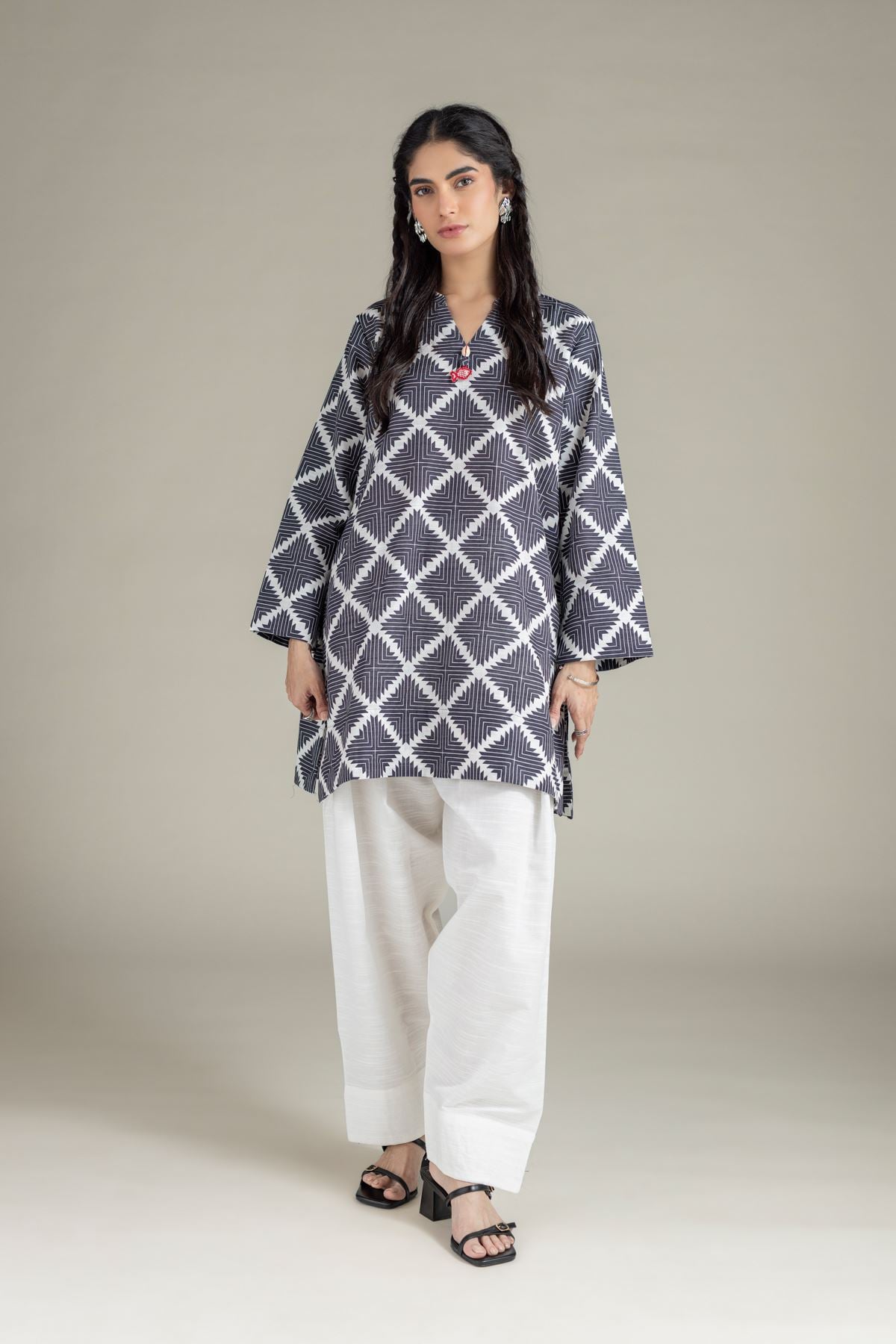Printed Khaddar Kurta - 25-09-12E2-01TA-VG
