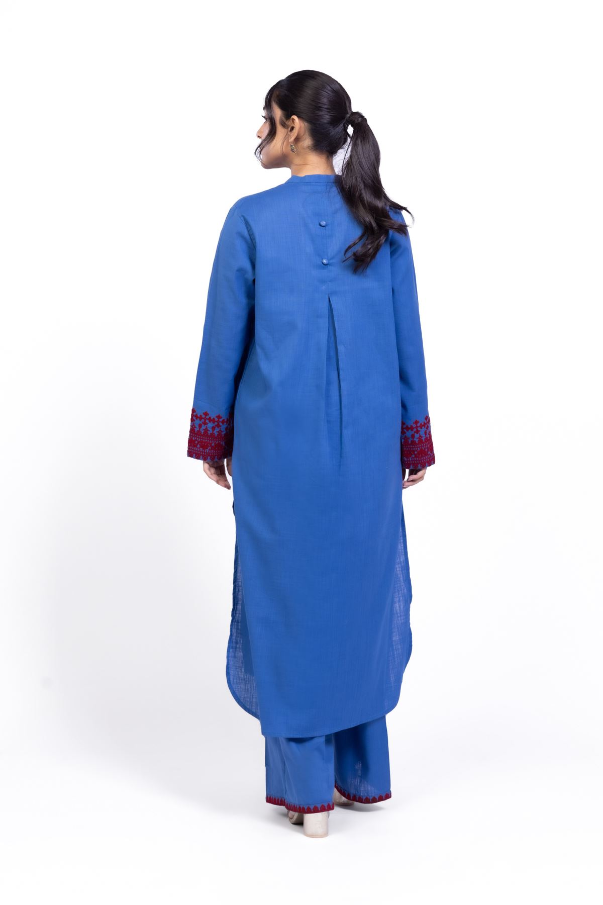 Embroidered Heavy Textured Cotton Kurta - 1-26-109-B-P-VG