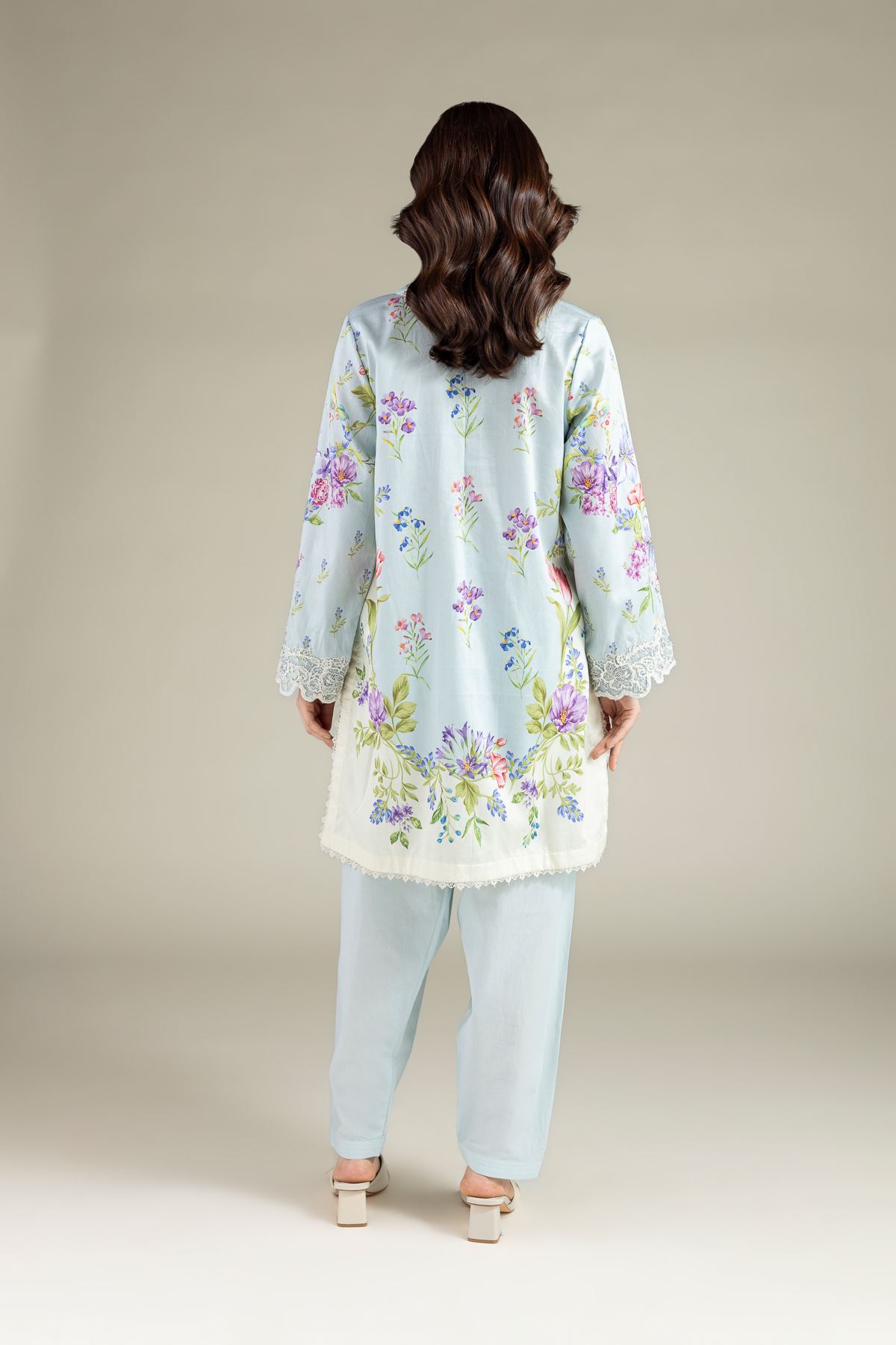 Embroidered Satin Fabrics 2 Piece | Top and Bottom - 1-26-102-A-F-VG