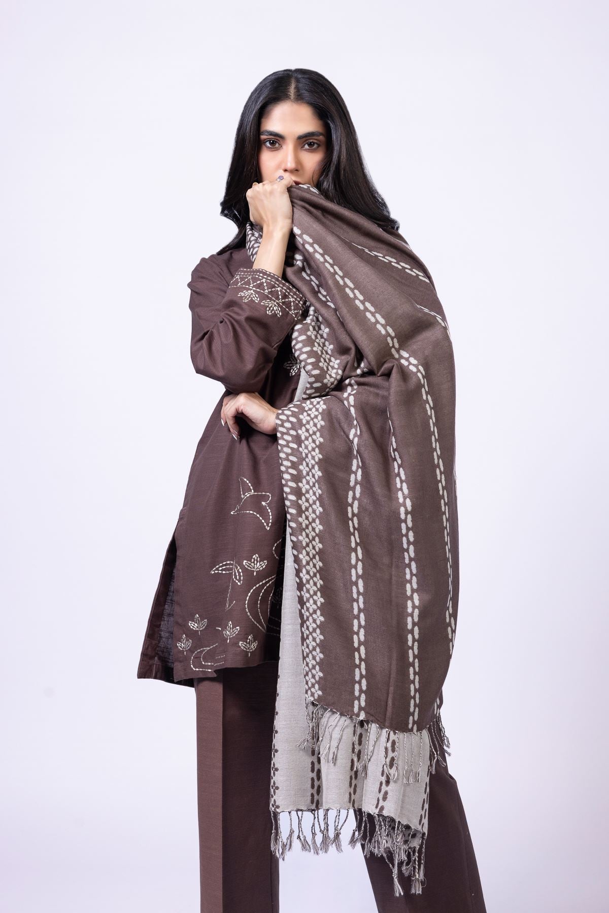 Dyed Acrylic Shawl - 25-09-11E14-09TA-VG