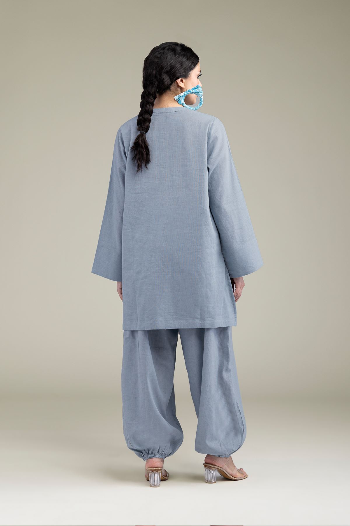 Dyed Blended Linen Short Solid Kurta - T-A33-26-206FG2-VG