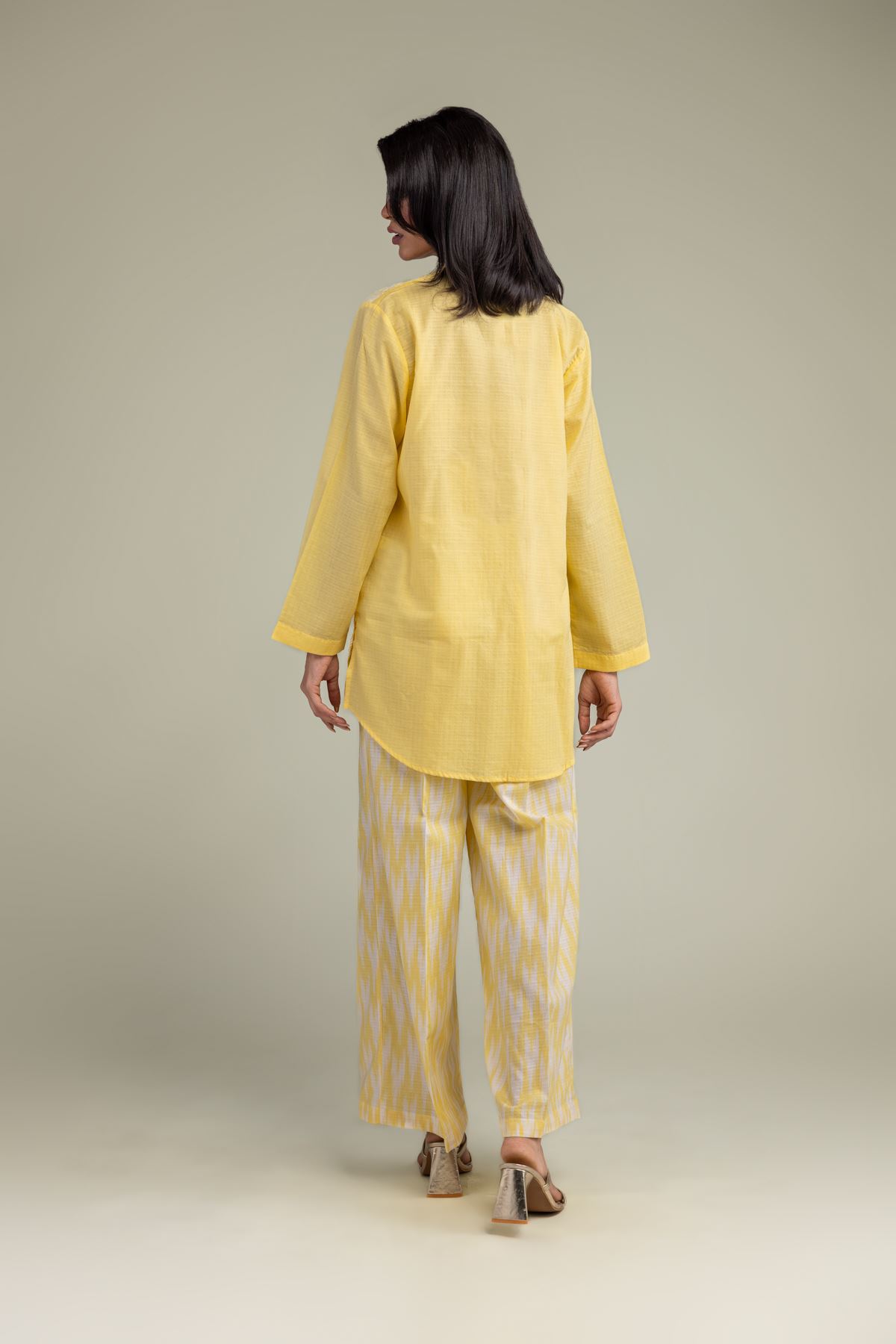 Embroidered Cotton Dobby Yellow Floral Kurta - 8-26-303-A-C1-VG