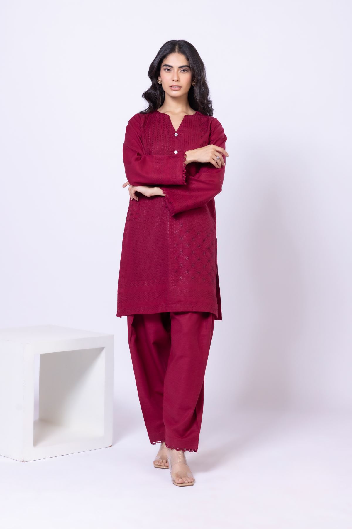 Dyed Khaddar Pants - 1-26-101-A-E-VG
