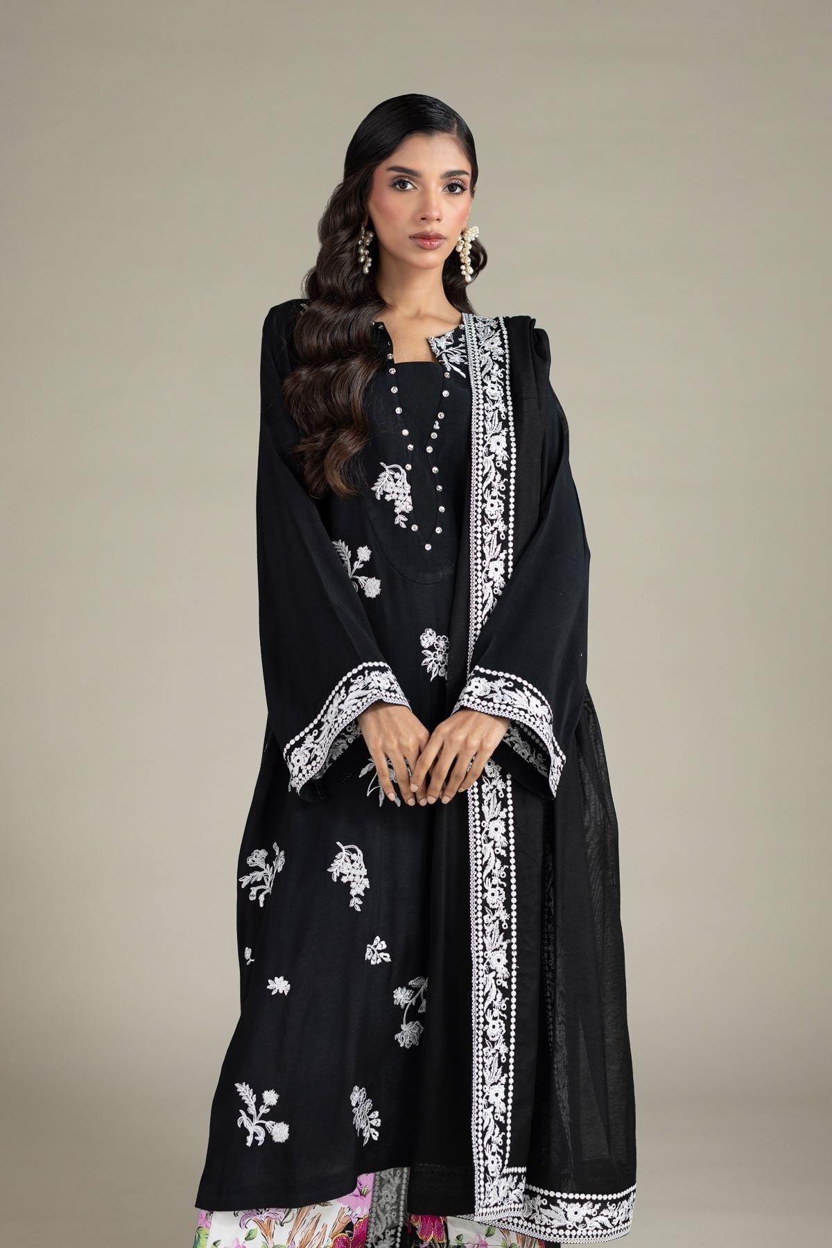 Embroidered Raw Silk Tailored 3-Piece Set - 1-26-142-A-F-VG