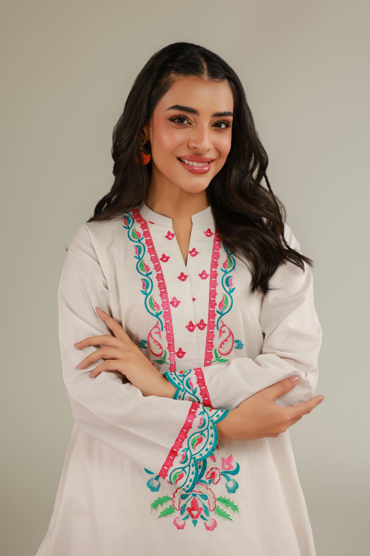 Embroidered Cotton Dobby Floral Cotton Kurta - 1-26-137-A-B-VG