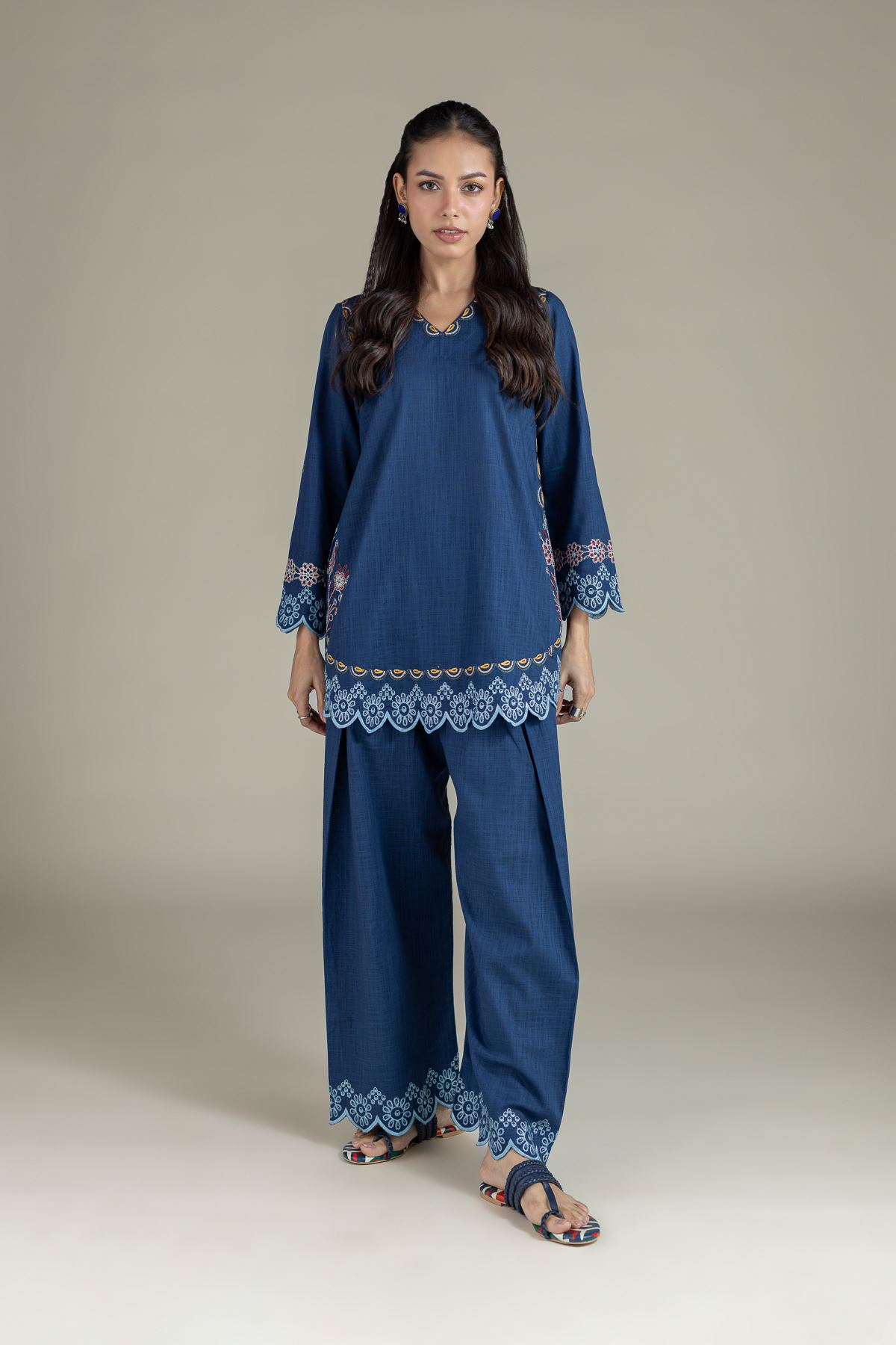 Embroidered Heavy Textured Cotton Kurta - OTD4-EX22-10TA-VG