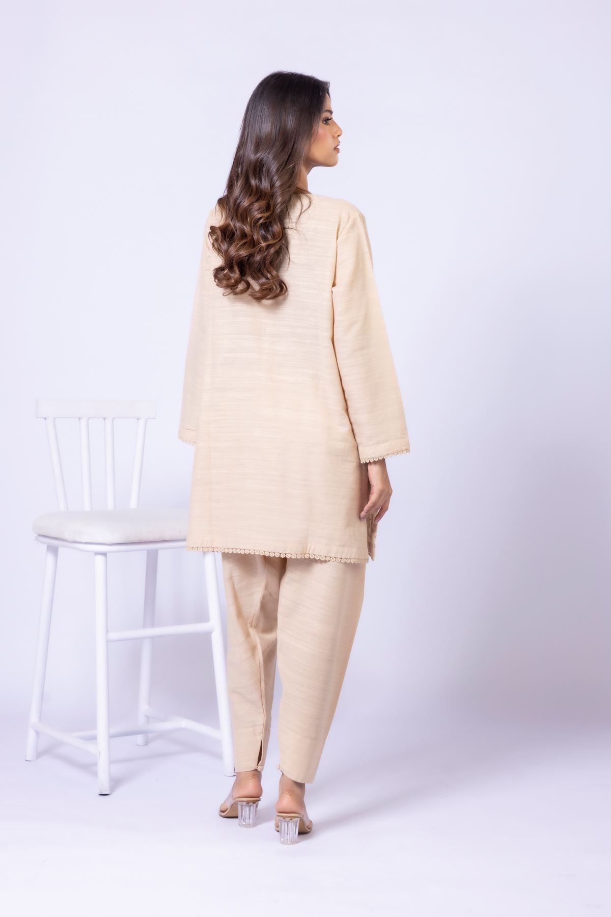Embroidered Textured Cotton Kurta - 25-09-11E3-07TA-VG