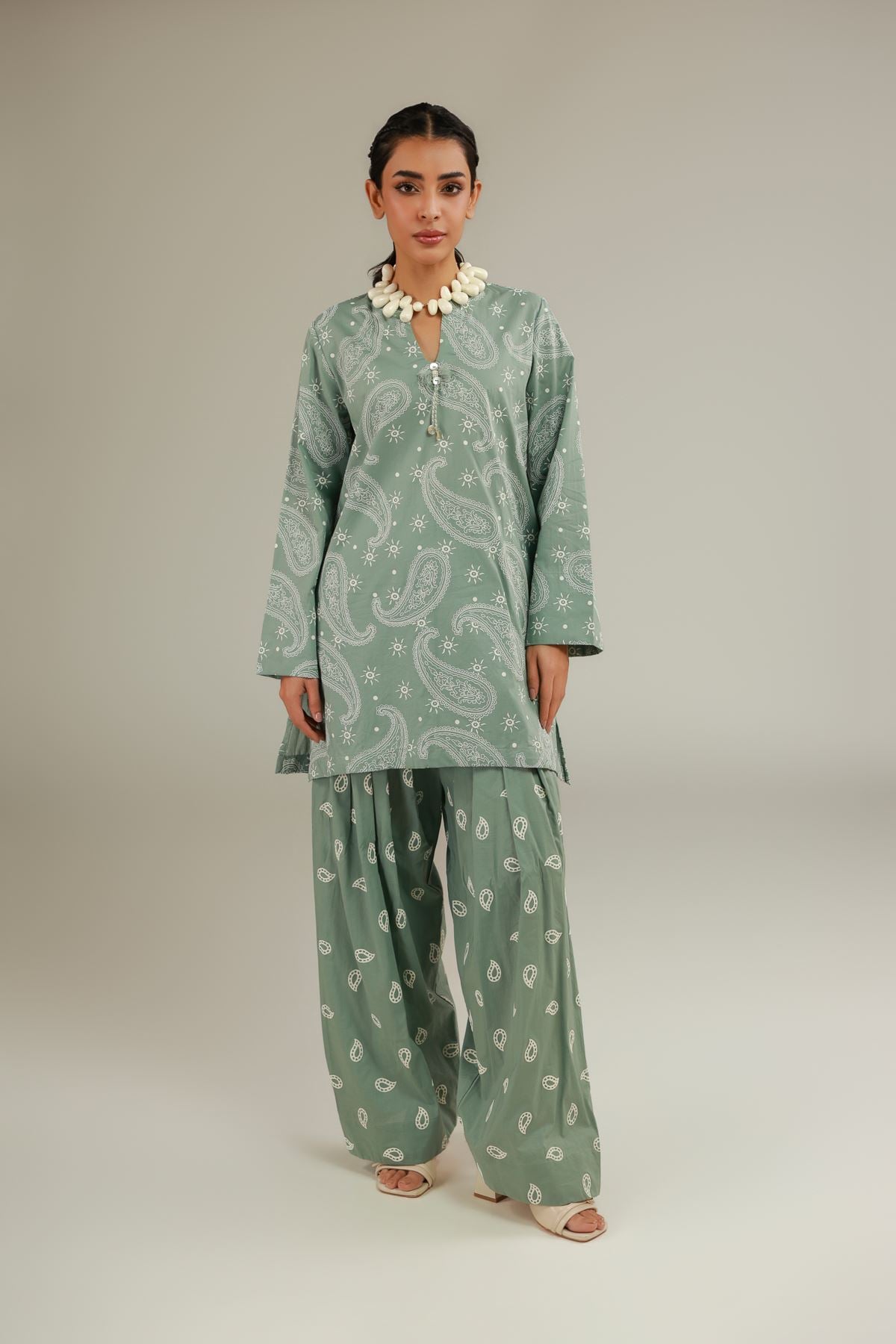 Cambric Green Cambric Kurta - 1-26-137-A-B-VG