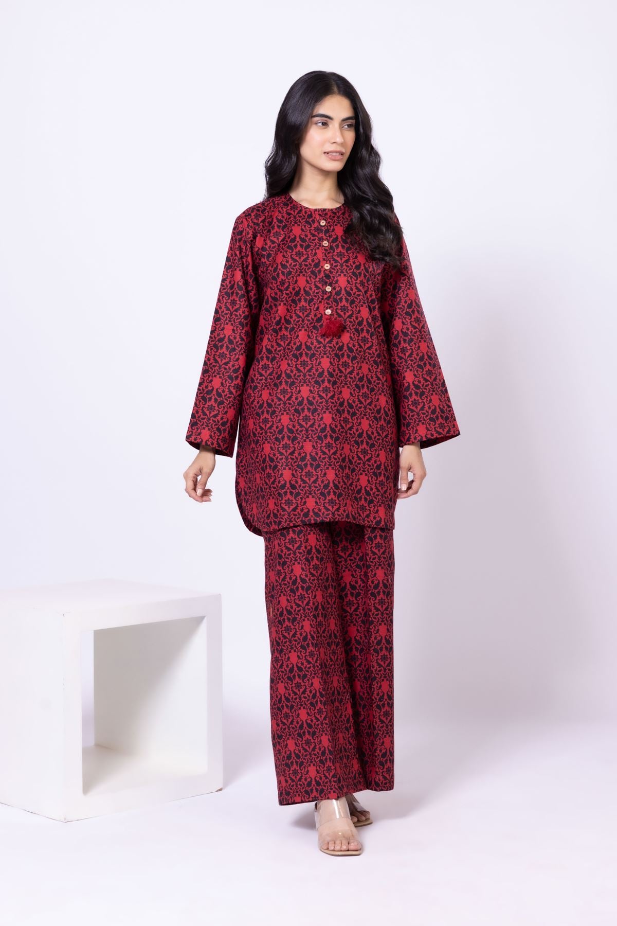 Printed Khaddar Kurta - 25-09-11E5-02TA-VG