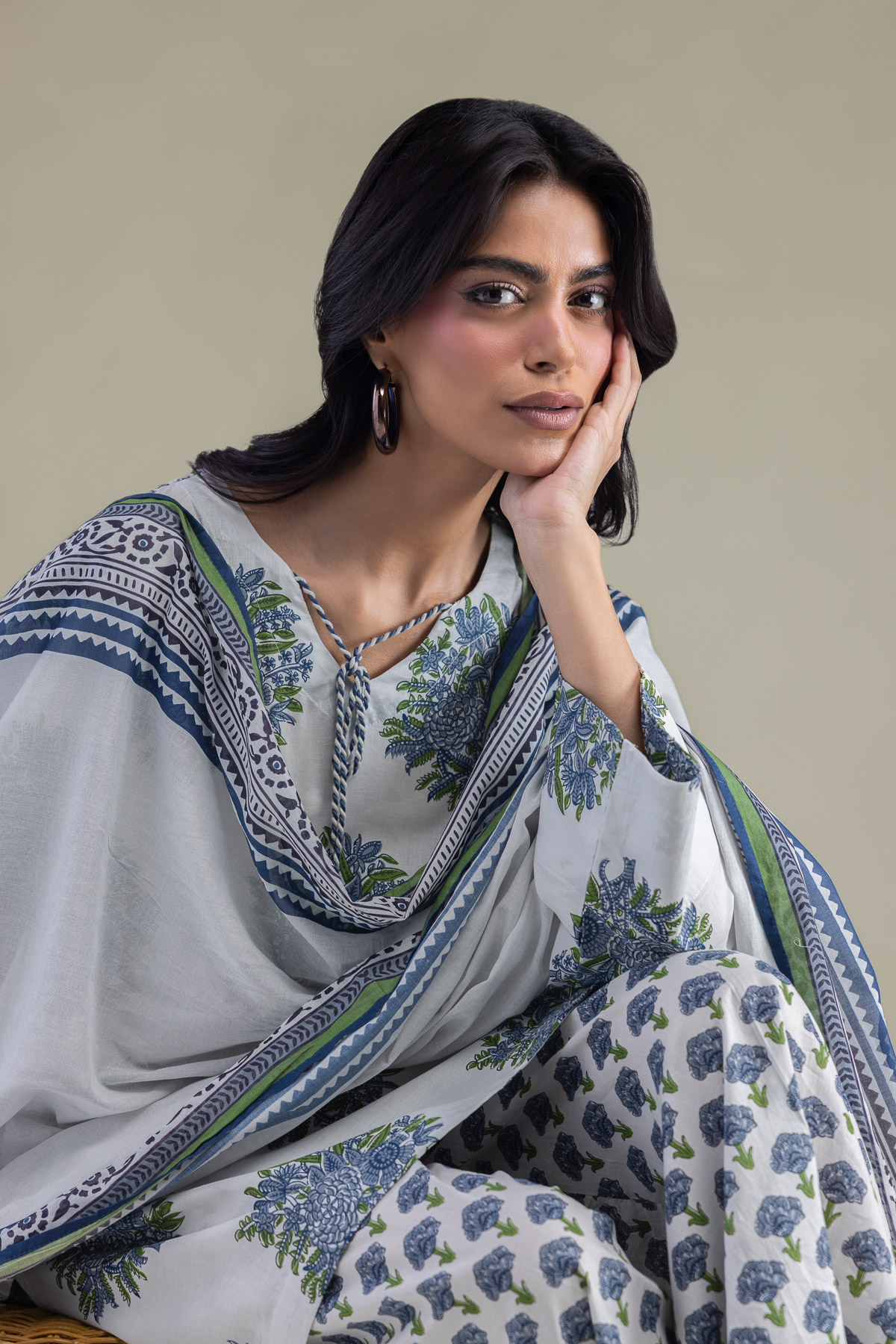 Printed Lawn Printed Cambric Dupatta - 1-26-102-A-F-VG