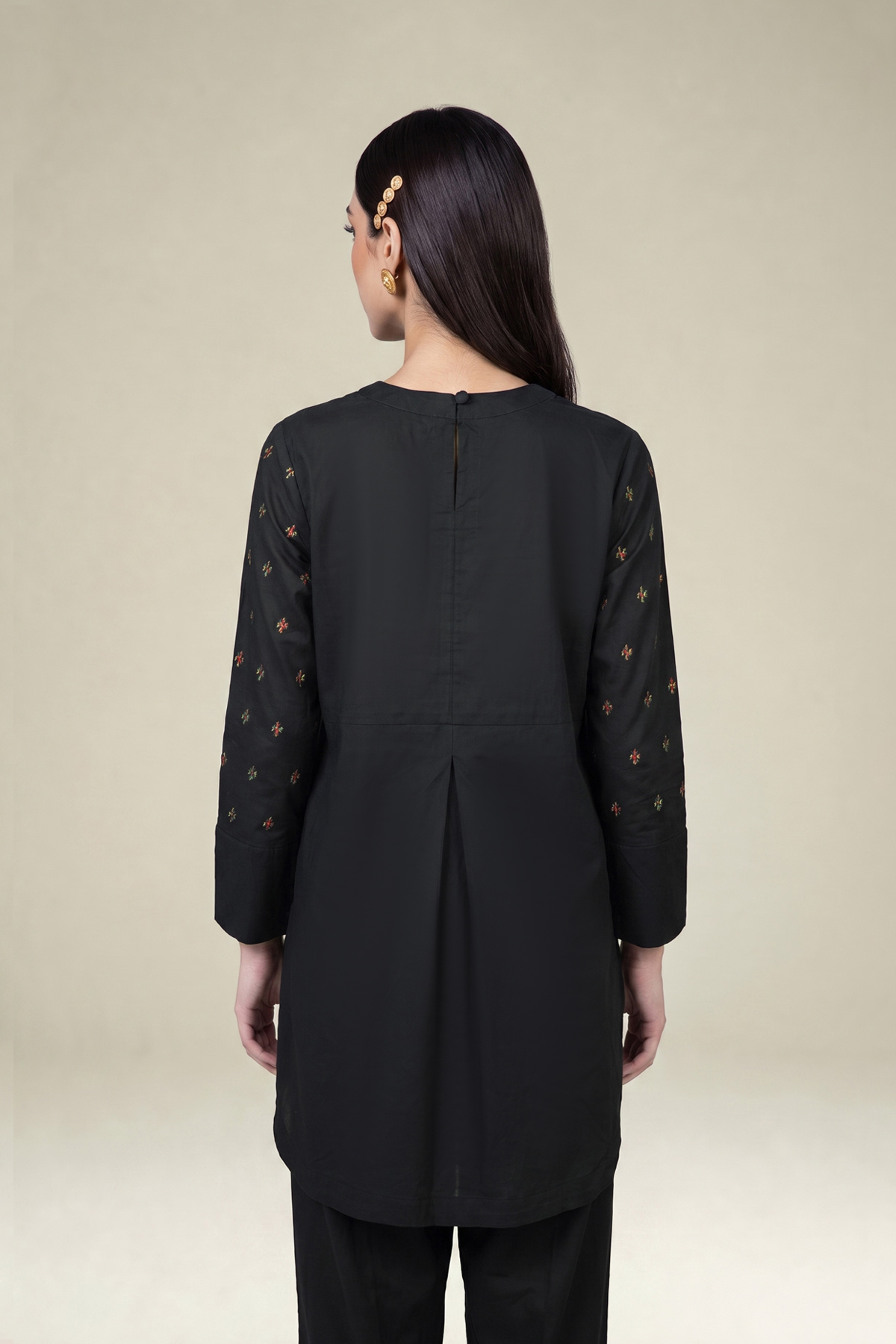 Embroidered Cambric Black Cambric Kurta - 1-26-102-A-F-VG