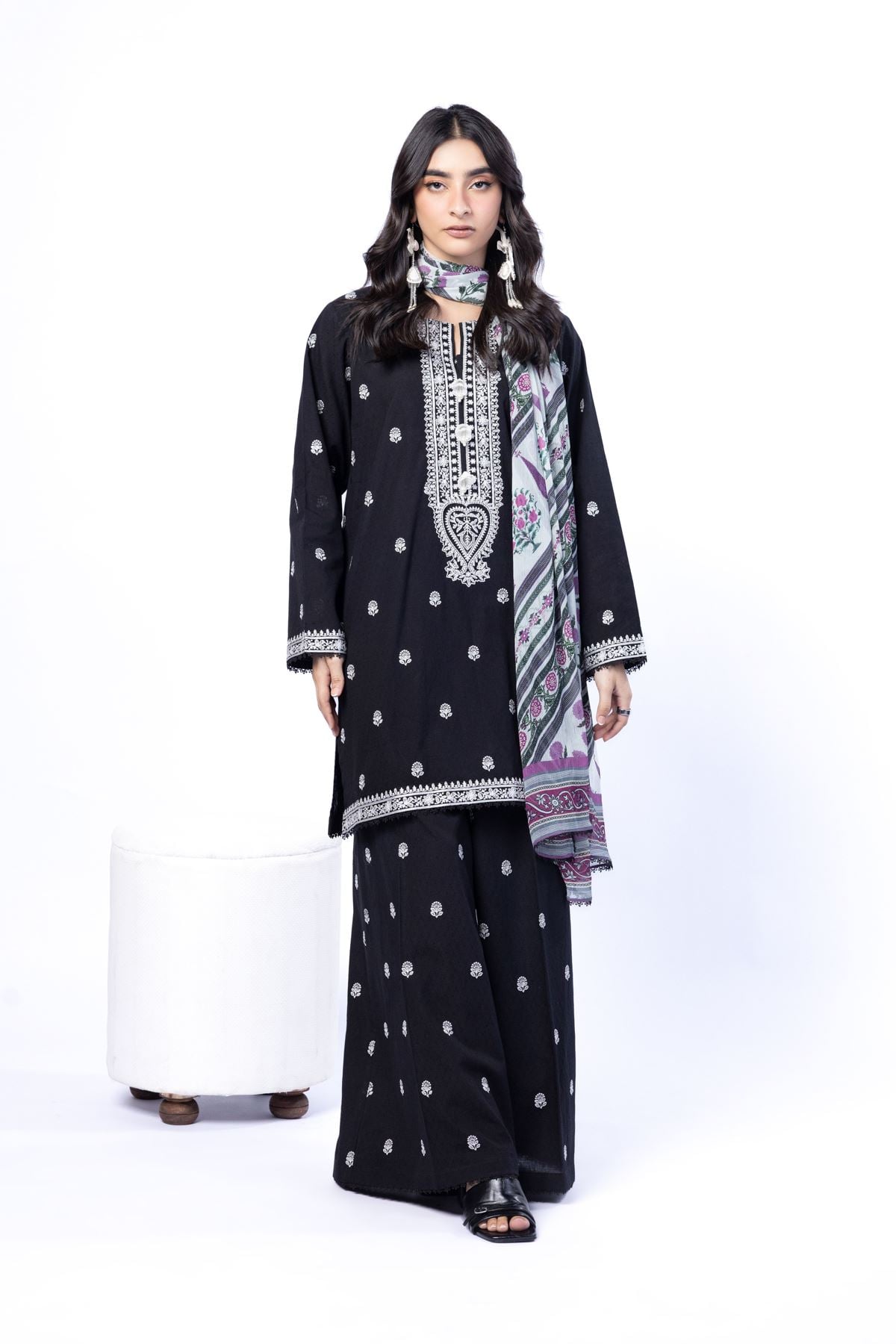 Embroidered Cotton Dobby Tailored 3 Piece - 5-26-102-F-A-VG