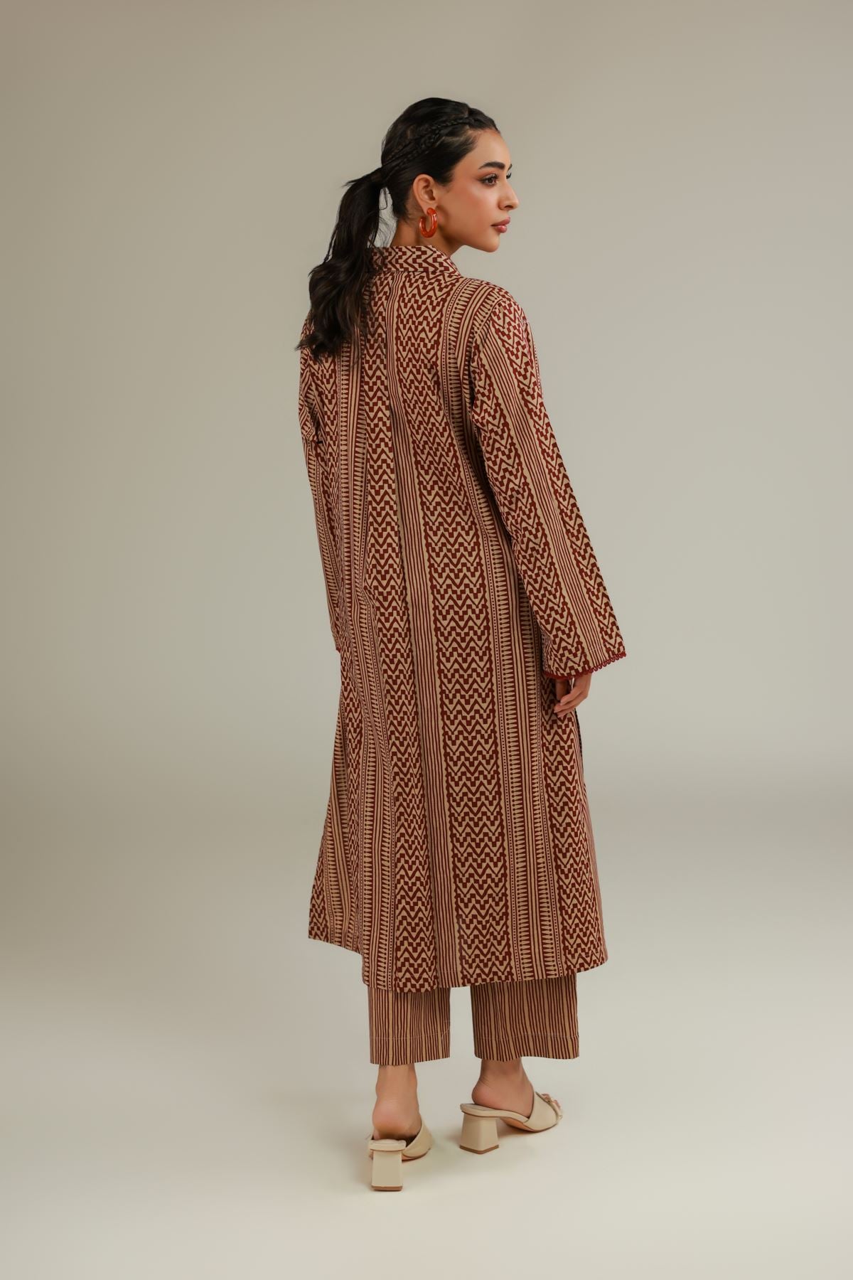 Printed Textured Cotton Brown Cotton Kurta - 25-09-11E10-02TB-VG