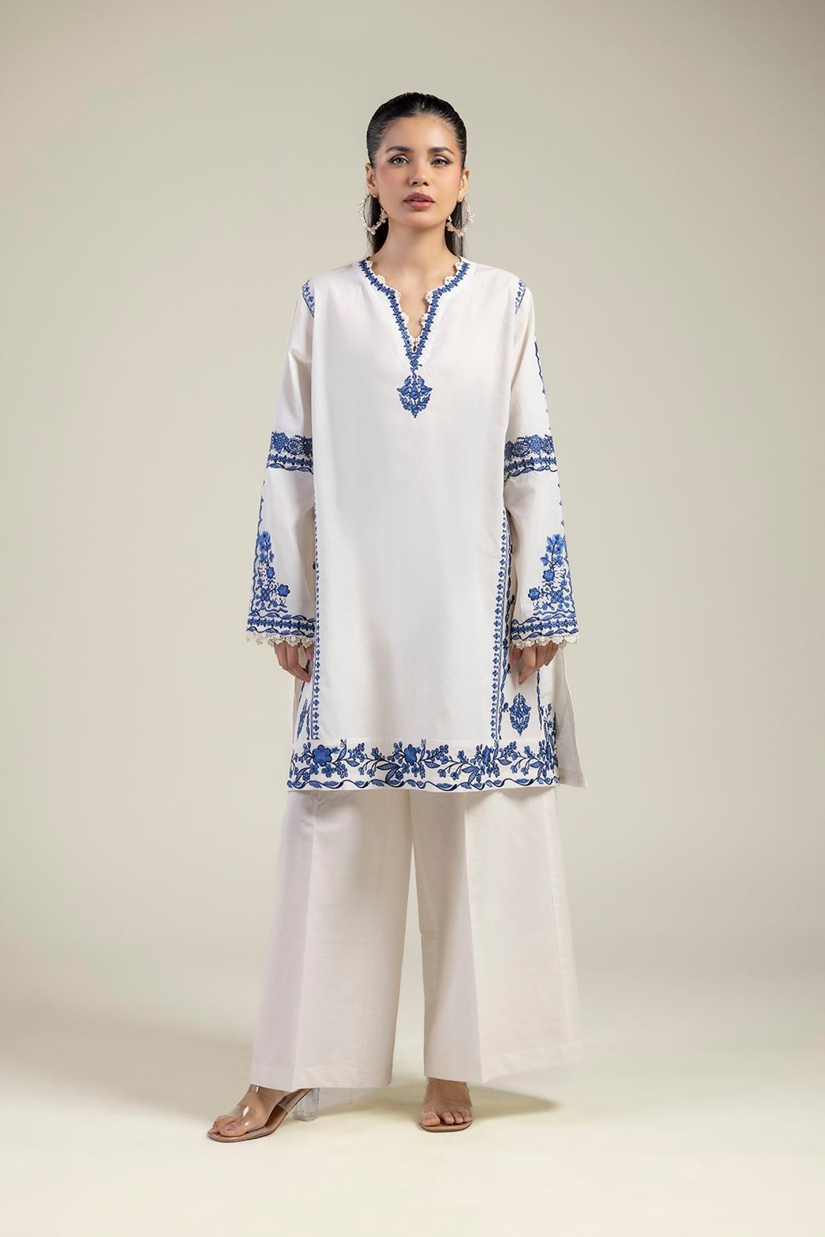 Embroidered Cotton Dobby Fabrics 2 Piece | Top and Bottom - A22-26-223FH2-VG