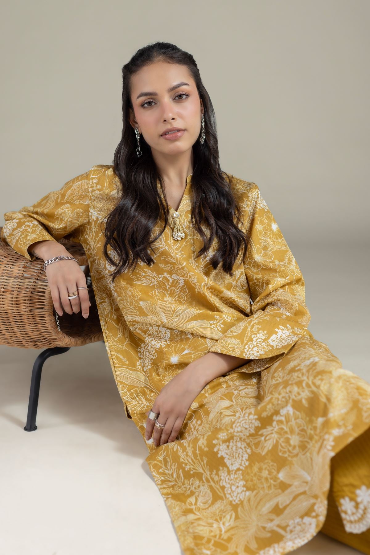 Printed Cotton Dobby Kurta - T-A22-26-107FA-VG