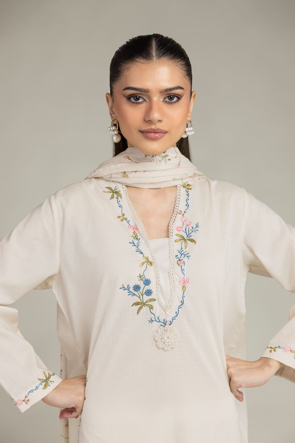 Embroidered Cotton Net Cotton Net Dupatta - 1-26-245-A-J1-VG