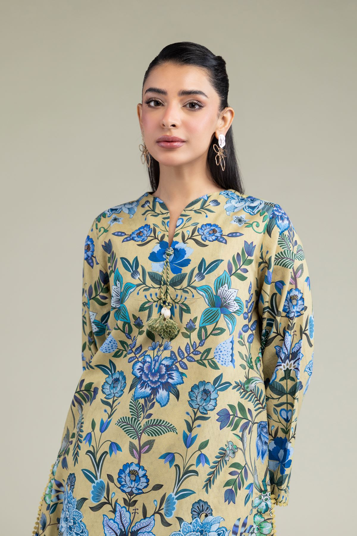 Printed Cotton Dobby Floral Cotton Kurta - 1-26-219-A-D1-VG