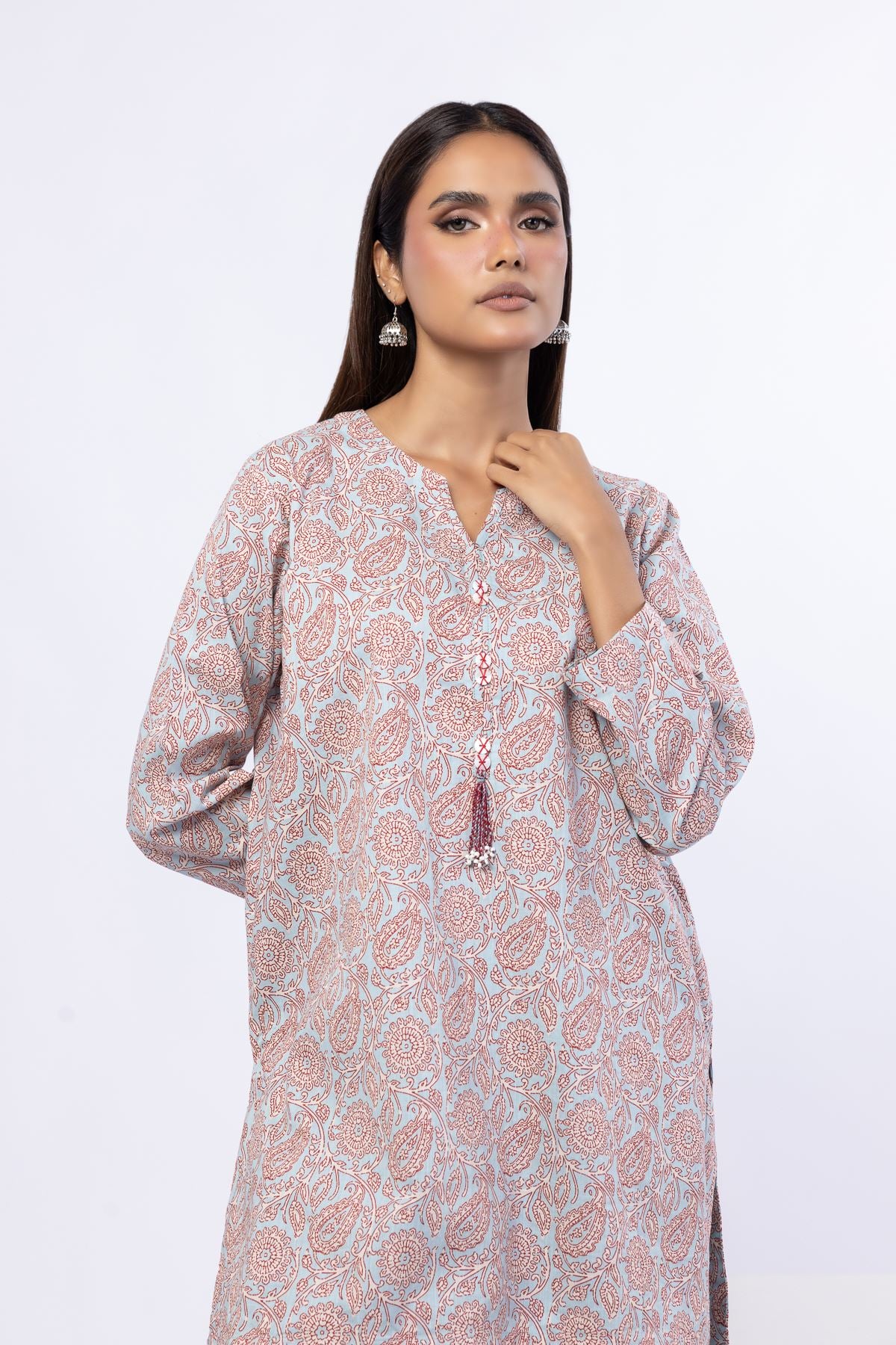 Printed Crosshatch Poplin Kurta - 25-08-8E6-02TA-VG