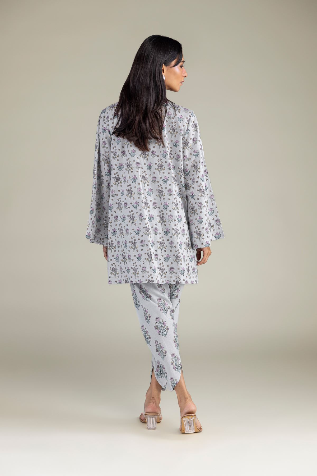 Printed Cambric Floral Cambric Kurta - 12-26-301-B-D1-VG